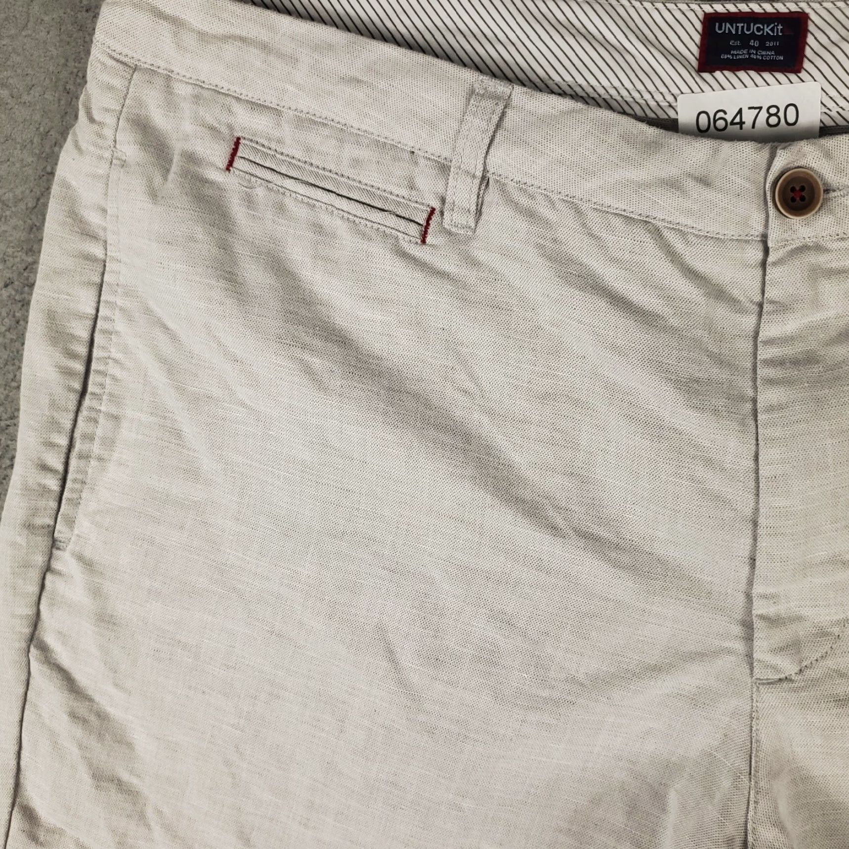 UNTUCKit UNTUCKit Mens Shorts Flat Front Chino Beige Cotton Linen Size 40 Regular Zip Pockets Mids? Size US 40 / EU 56 - 2 Thumbnail