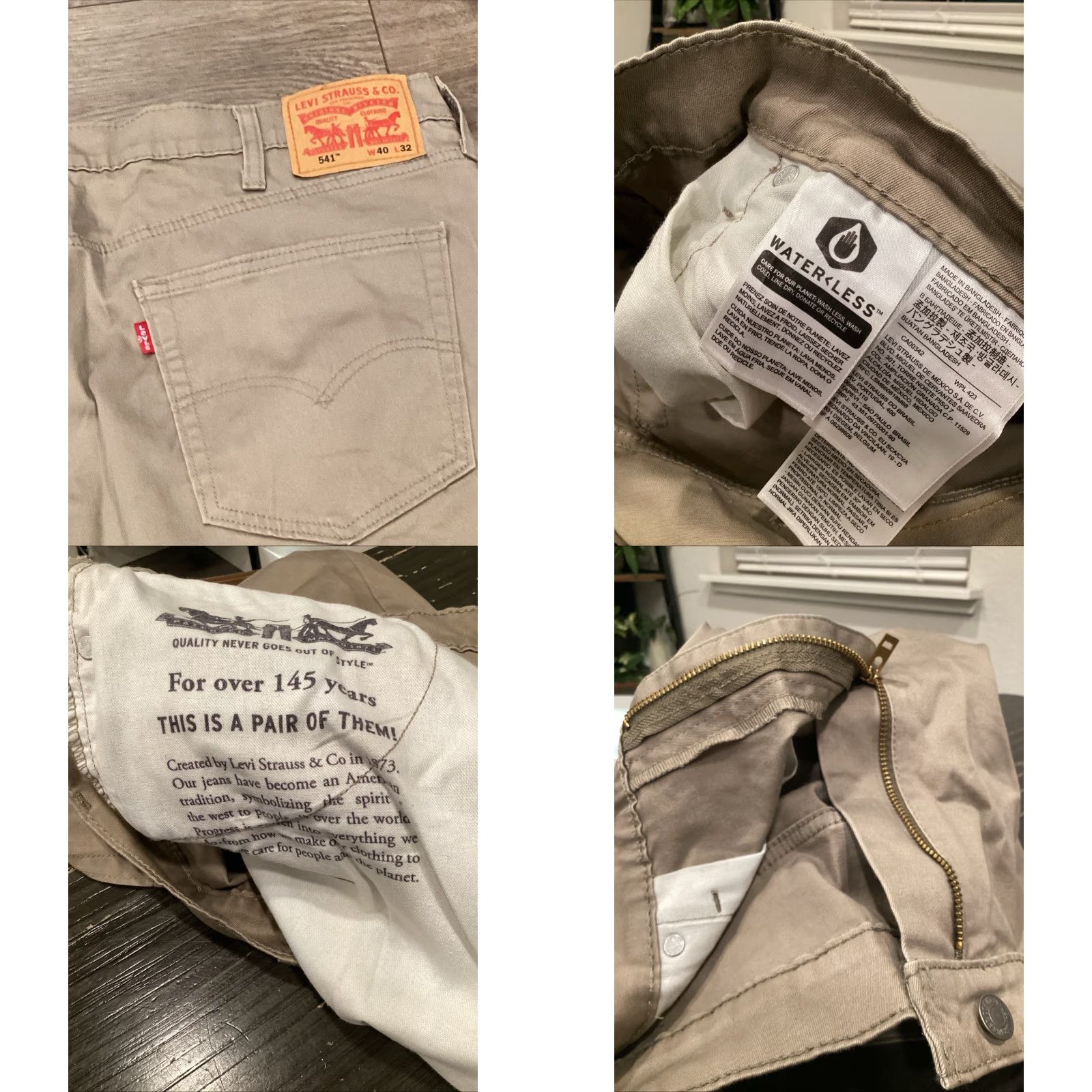 Levi's LEVI'S MEN'S JEANS 541 40x32 Athletic Taper Stretch Khaki Regular Beige Cotton Blend Mens Size US 40 / EU 56 - 8 Thumbnail