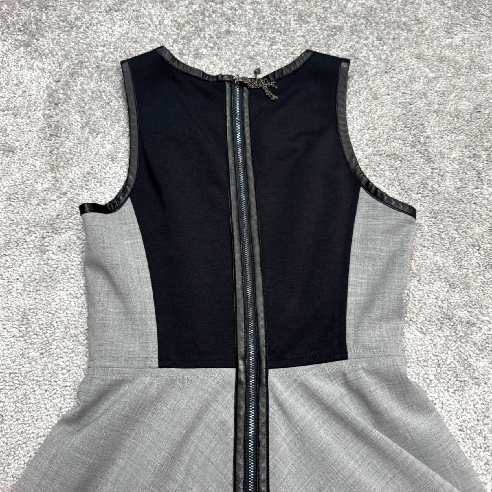 Rebecca Taylor Rebecca Taylor Wool Blend Leather Trim A-Line Fit & Flare Mini Dress Women XL Blue Colorblock Sleeveless Strappy Sleeve Size XL / US 12-14 / IT 48-50 - 4 Thumbnail