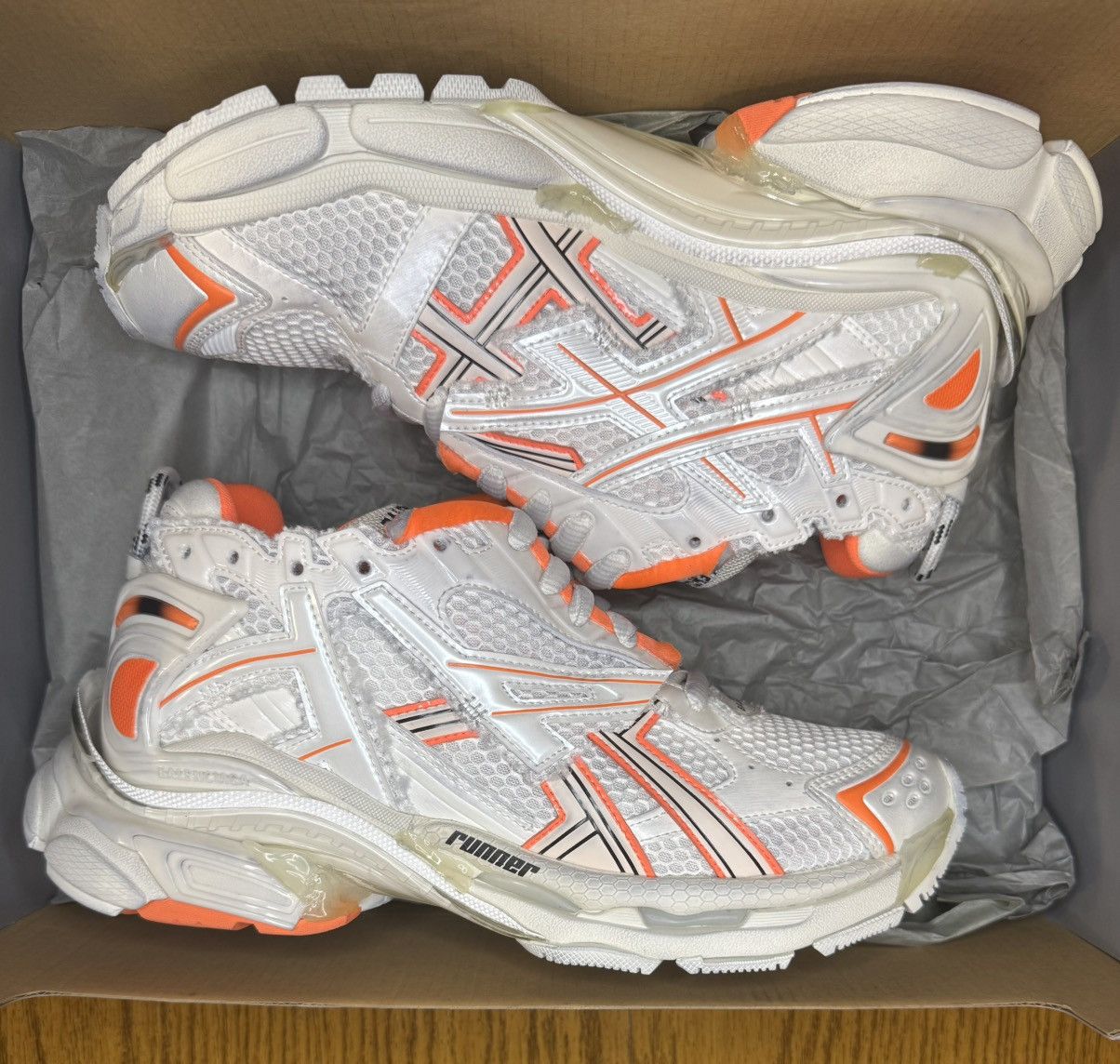 Balenciaga Balenciaga Runner Sneaker (White/Orange) Size US 8 / EU 41 - 1 Thumbnail