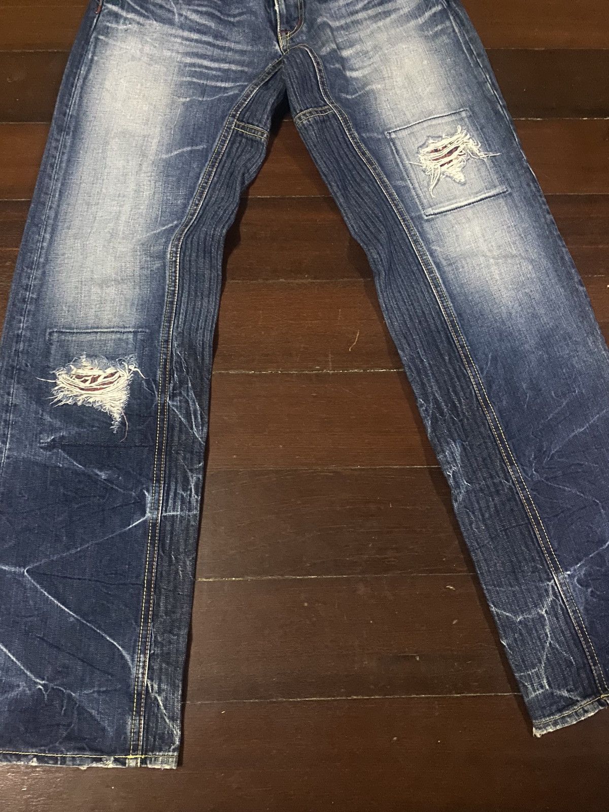 Eternal × Japanese Brand Vintage 90s🔥ETERNAL🔥Distressed Sukajan Hybrid Jeans B1 Size US 34 / EU 50 - 13 Thumbnail