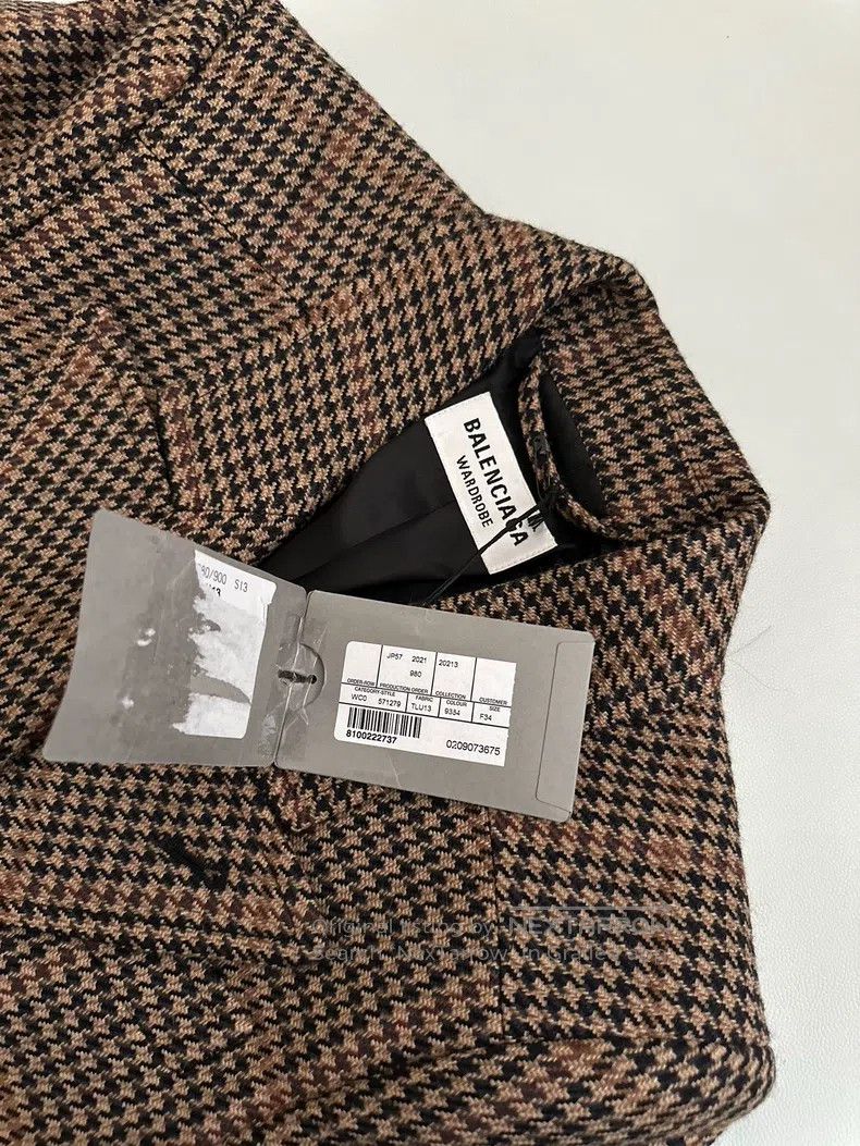 Balenciaga Balenciaga Classic Plaid Brown Hourglass Coat Size XXS / US 00 / IT 34 - 2 Thumbnail