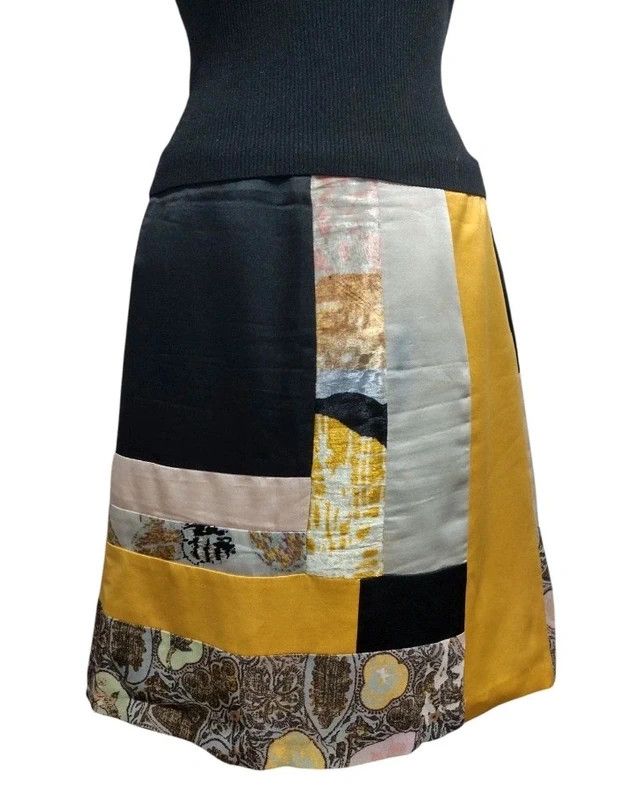 Christian Lacroix Vintage ChristianLacroix Patchwork Silk Skirt 90 Art Couture Size 30" / US 8 / IT 44 - 2 Thumbnail