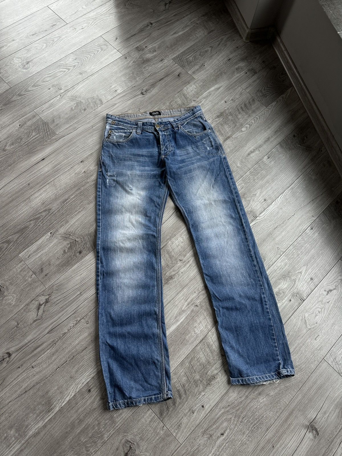 Dolce Gabbana Blue Distressed Wide Vintage Men’s Y2K Jeans
