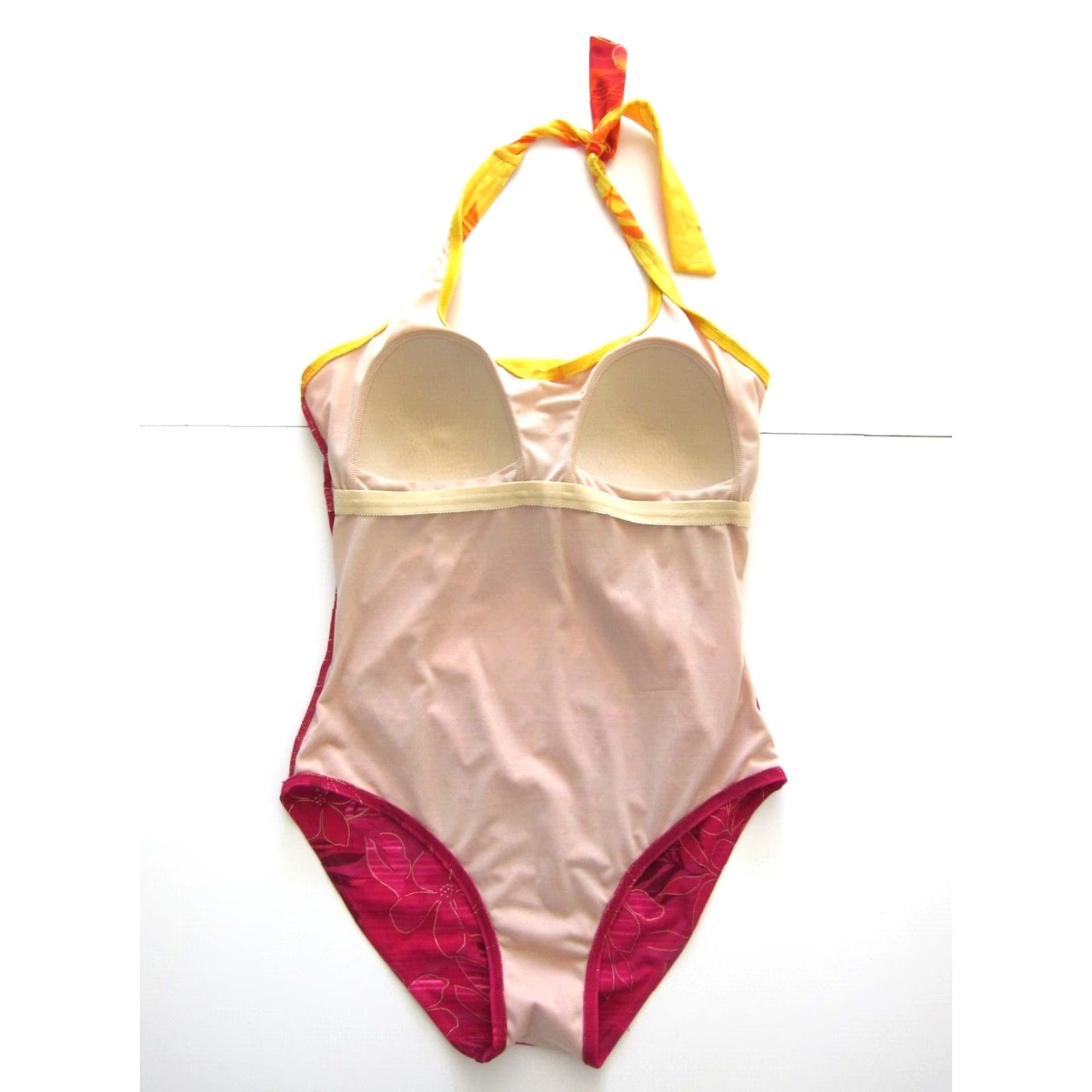 Vintage Islander Hawaiian Floral Halter Built in Padded One Piece Swimsuit 8 Islander Yellow Pink Hawaiian Floral Halter Built in Padded One Piece Swimsuit 8 Size ONE SIZE - 6 Thumbnail