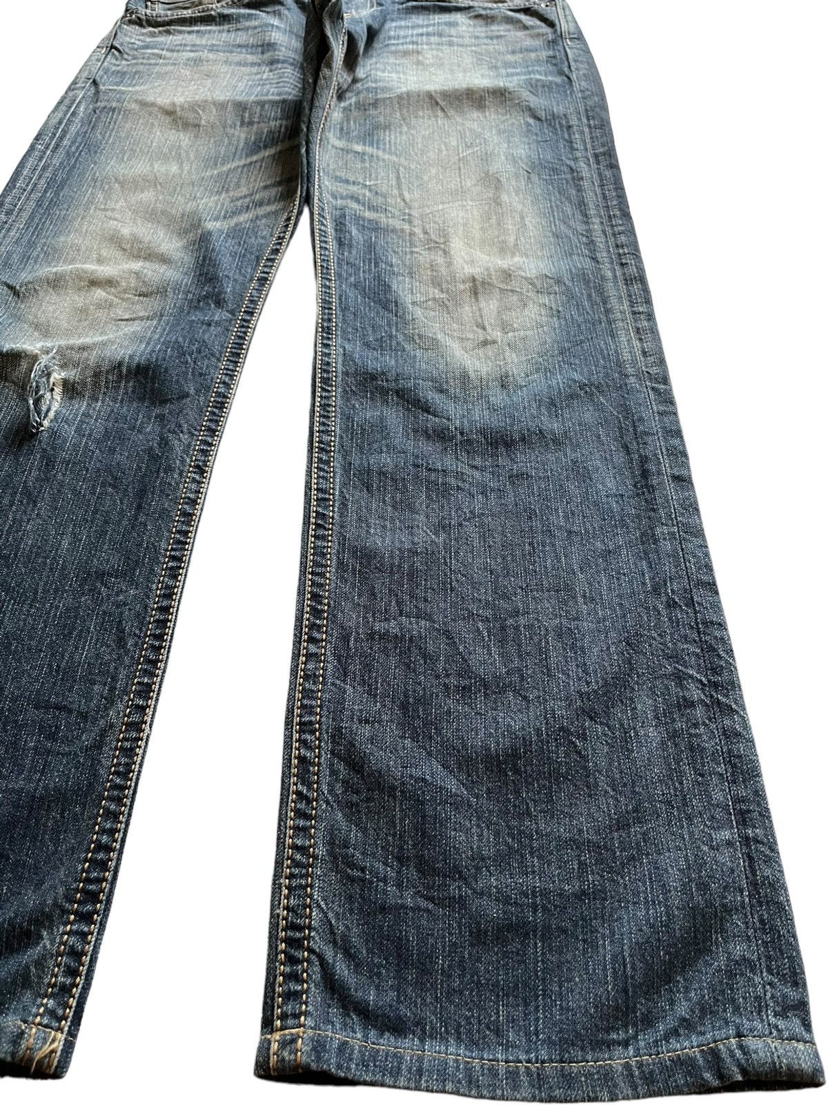 Edwin × Japanese Brand Vintage Japanese Edwin Rusty Mud Wash Ripped Loose Jeans Size US 32 / EU 48 - 7 Thumbnail