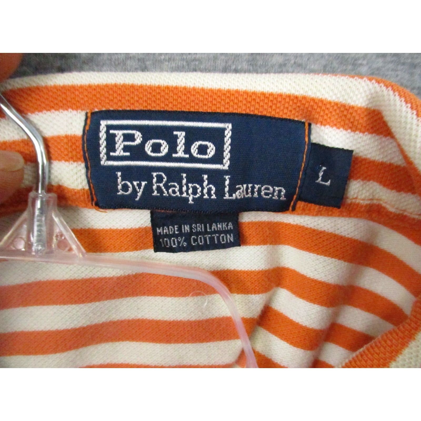 Polo Ralph Lauren Polo Ralph Lauren Shirt Large Mens Orange White Stripe Short Sleeve Blue Pony Size US L / EU 52-54 / 3 - 5 Thumbnail