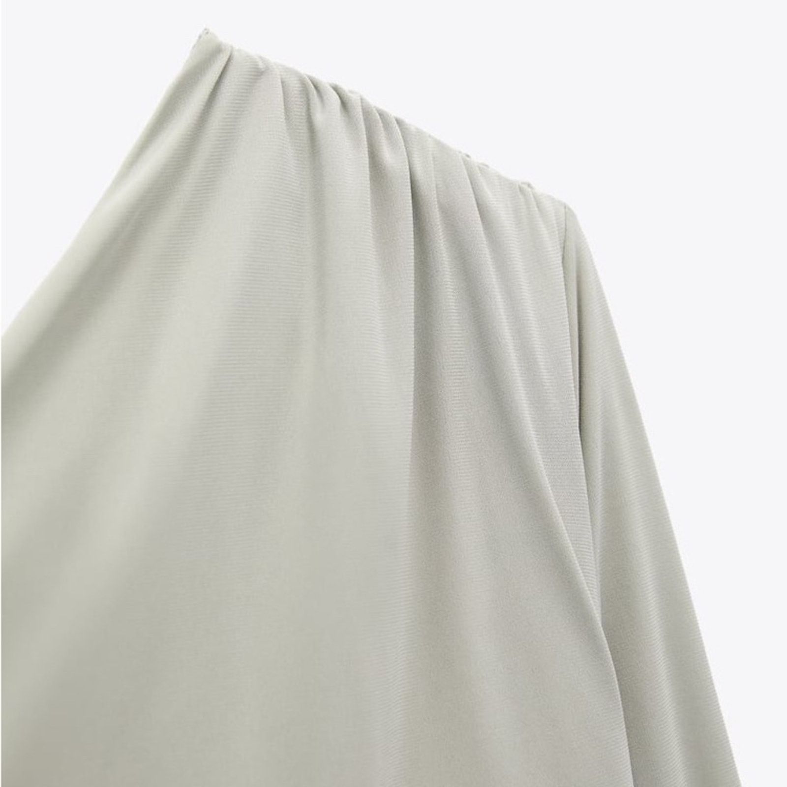 Zara ZARA ASYMMETRICAL DRESS WITH RUCHING LIGHT GREEN Size L / US 10 / IT 46 - 13 Thumbnail