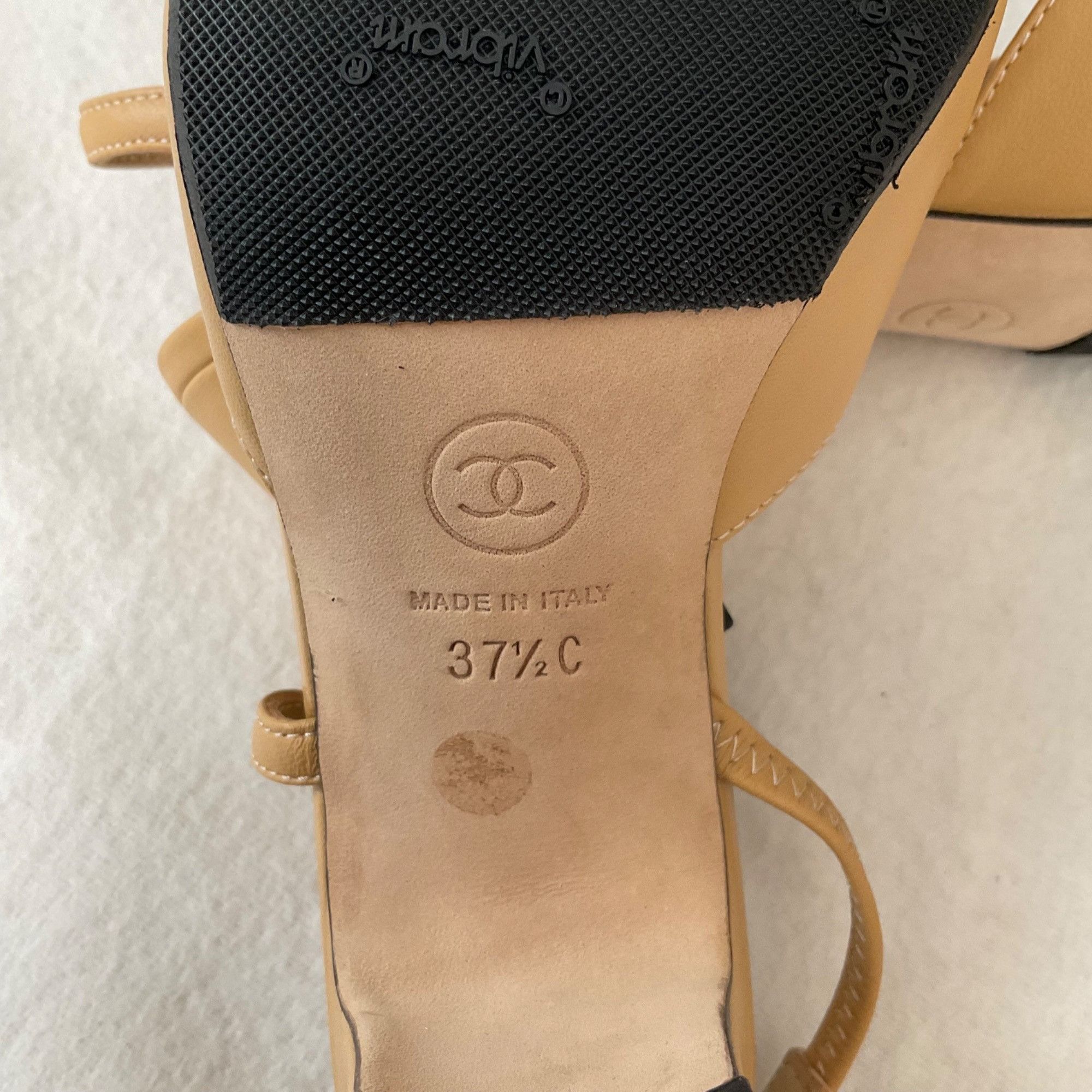 Chanel CHANEL Interlocking TWO tone beige Leather Slingback Pumps h Size US 7 / IT 37 - 3 Thumbnail