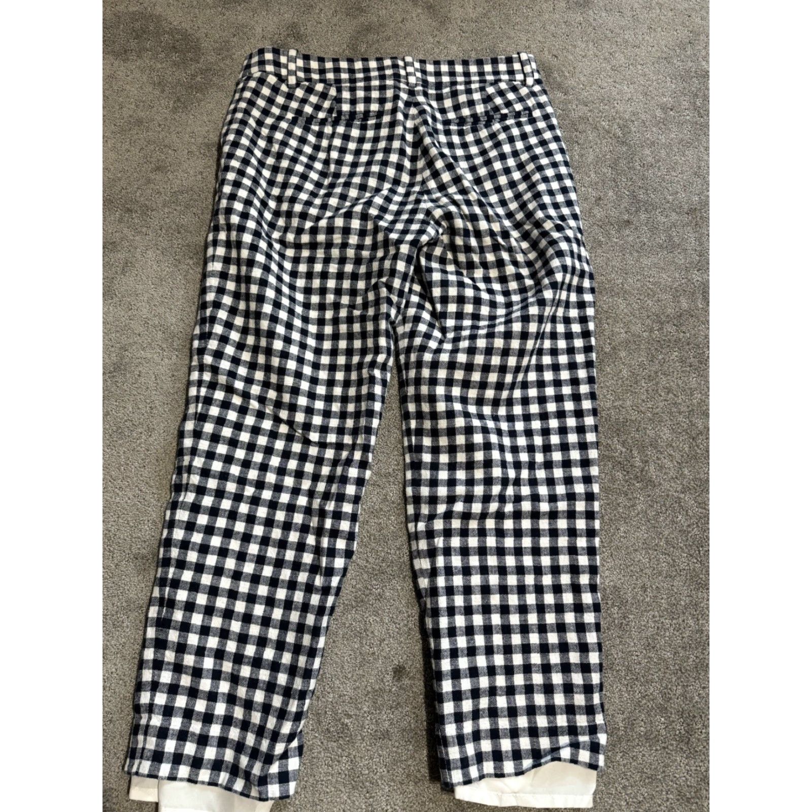 J.Crew J Crew Pants Womens 4 Navy Blue White Check Linen Blend Lined Flat Front Size 27" / US 4 / IT 40 - 3 Thumbnail