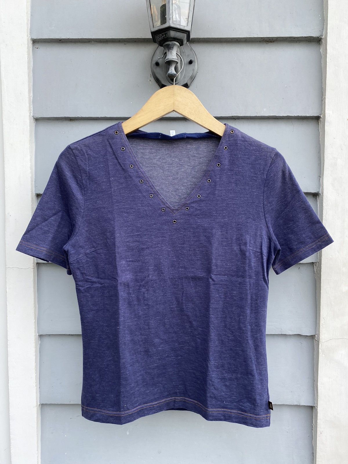 Vintage Atelier Sab Denim Blue V Neck Punk Rock Style Japanese Teen Size S / US 4 / IT 40 - 1 Thumbnail