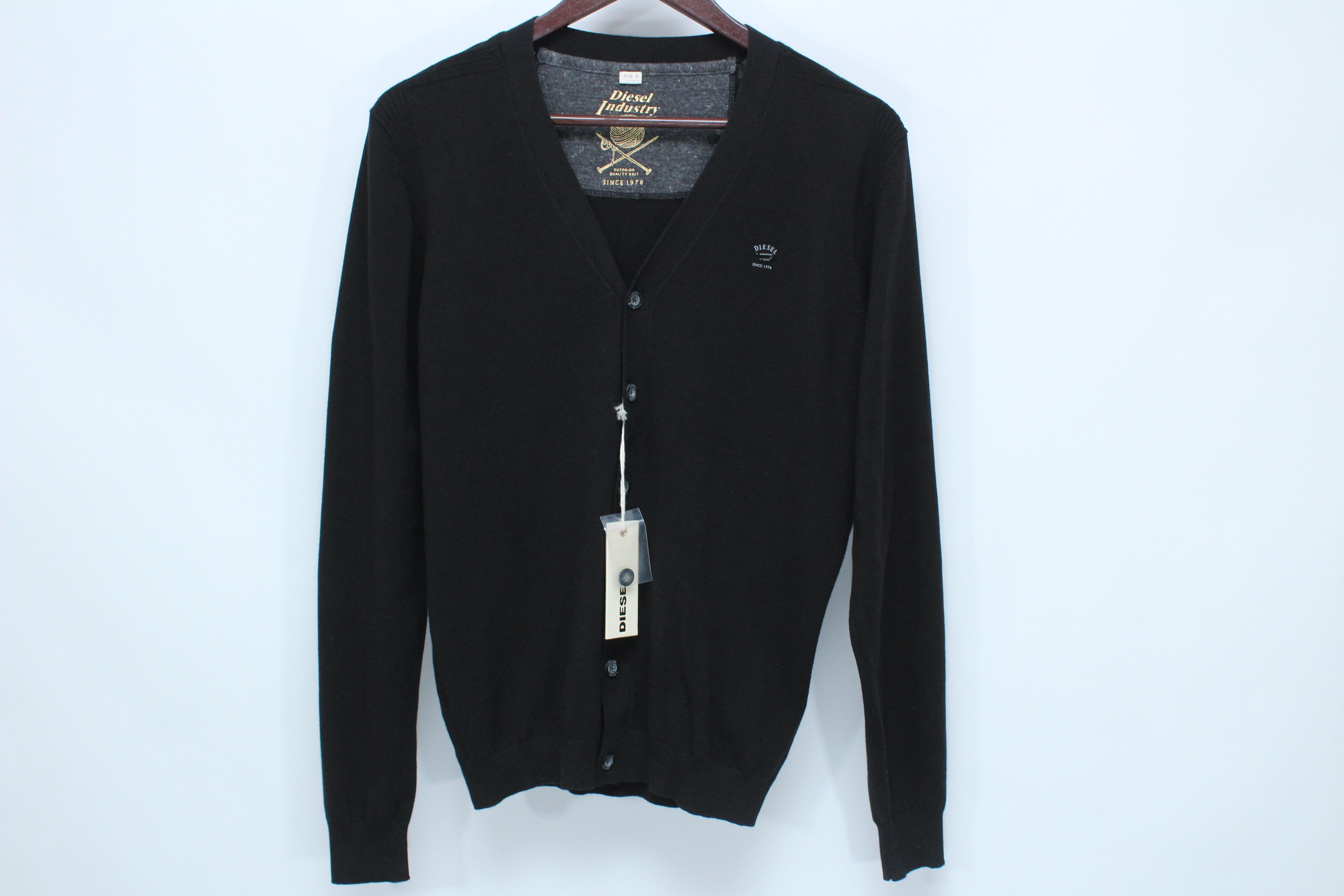 image of Cardigan Sweater Mens Size S Vintage Hype in Navy