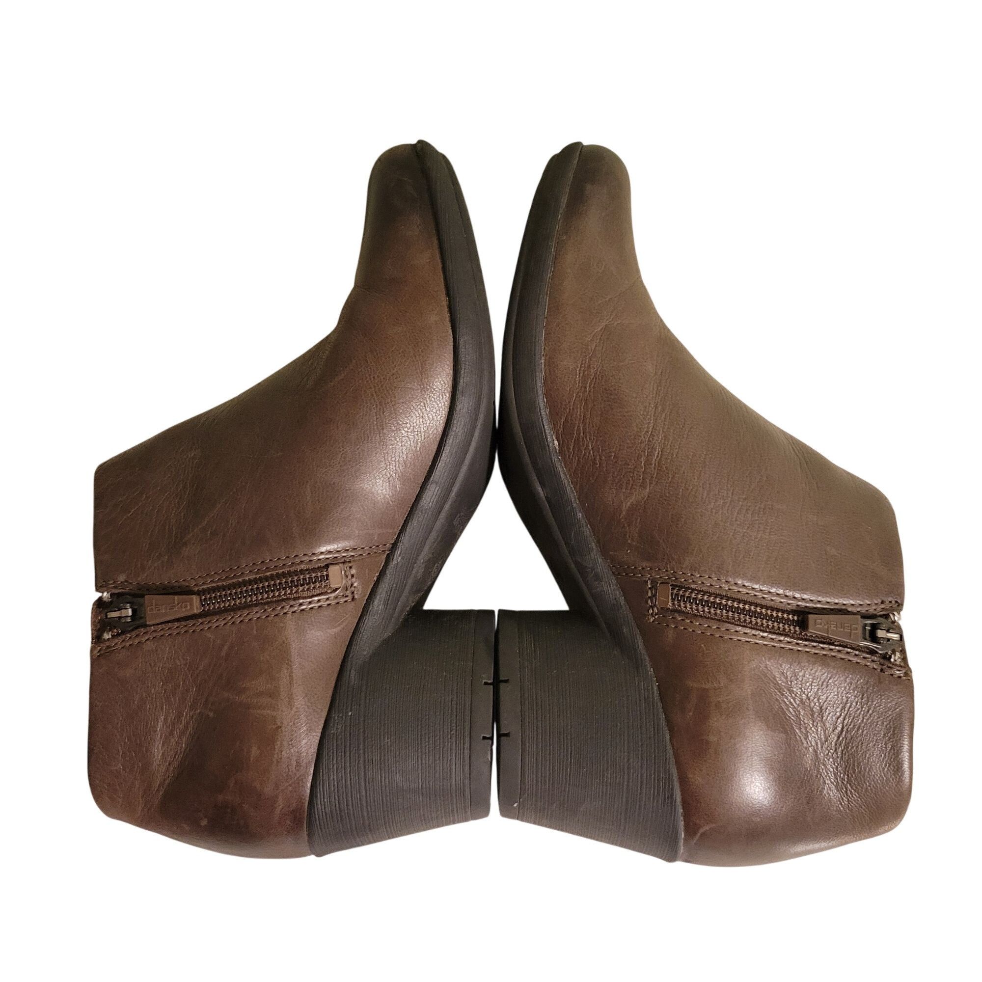 Dansko Dansko Burnished Brown Leather Ankle Boots 37 Side Zip Block Size US 7 / IT 37 - 8 Thumbnail