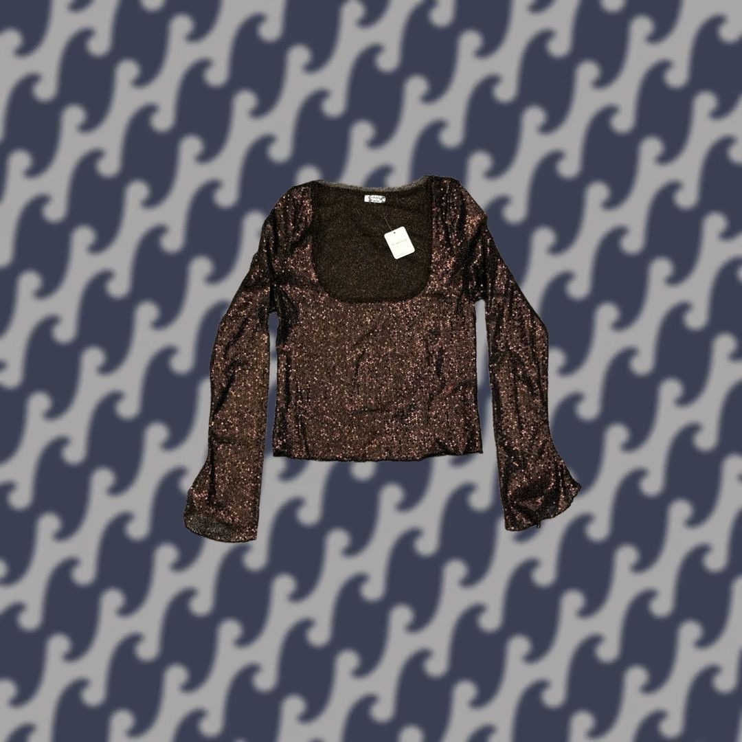 Free People Free People Intimately Sequined Top Hot Fudge Chocolate Womens Size L Size L / US 10 / IT 46 - 1 Thumbnail