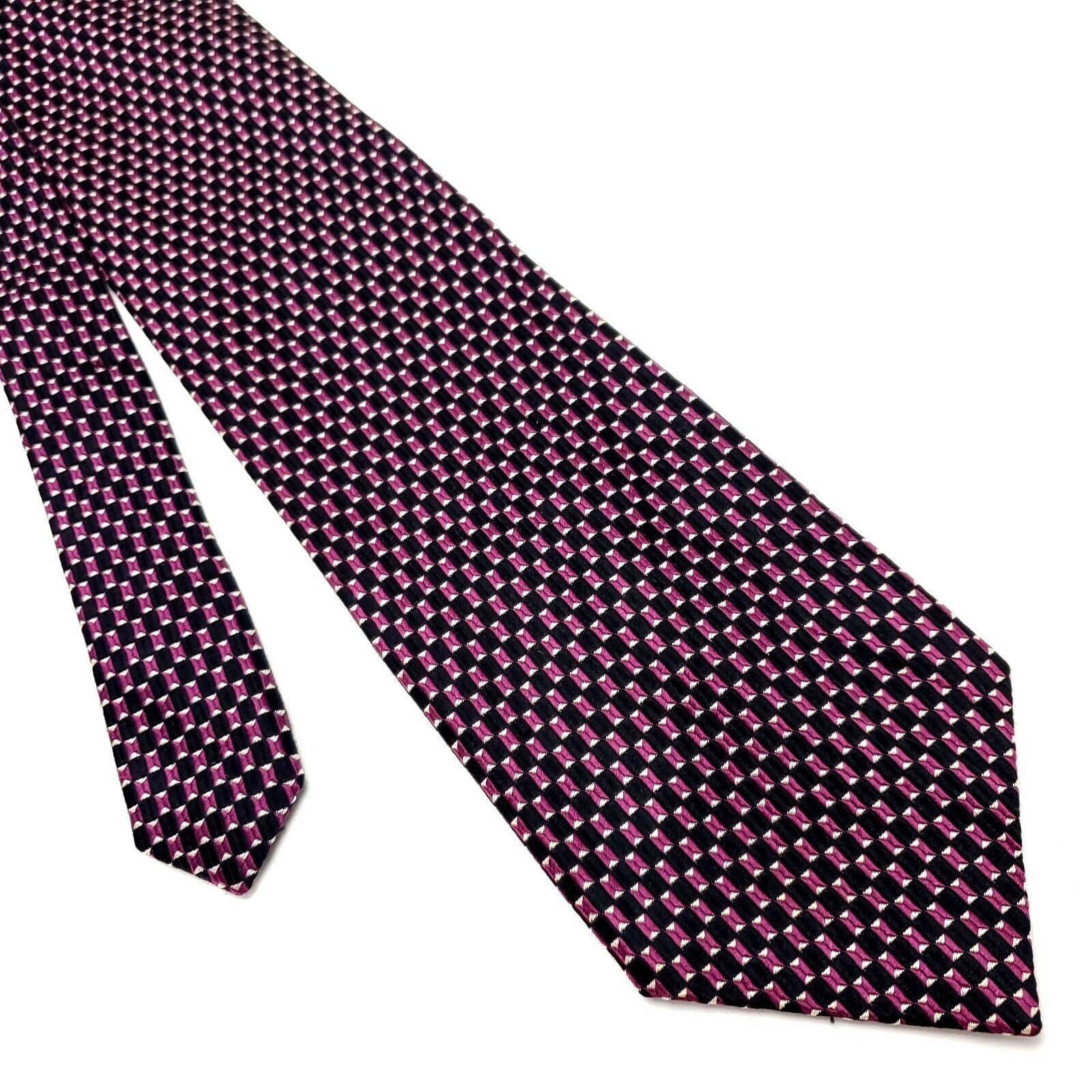 Nautica Nautica Silk Tie Woven Purple Black Geometric Size ONE SIZE - 1 Thumbnail