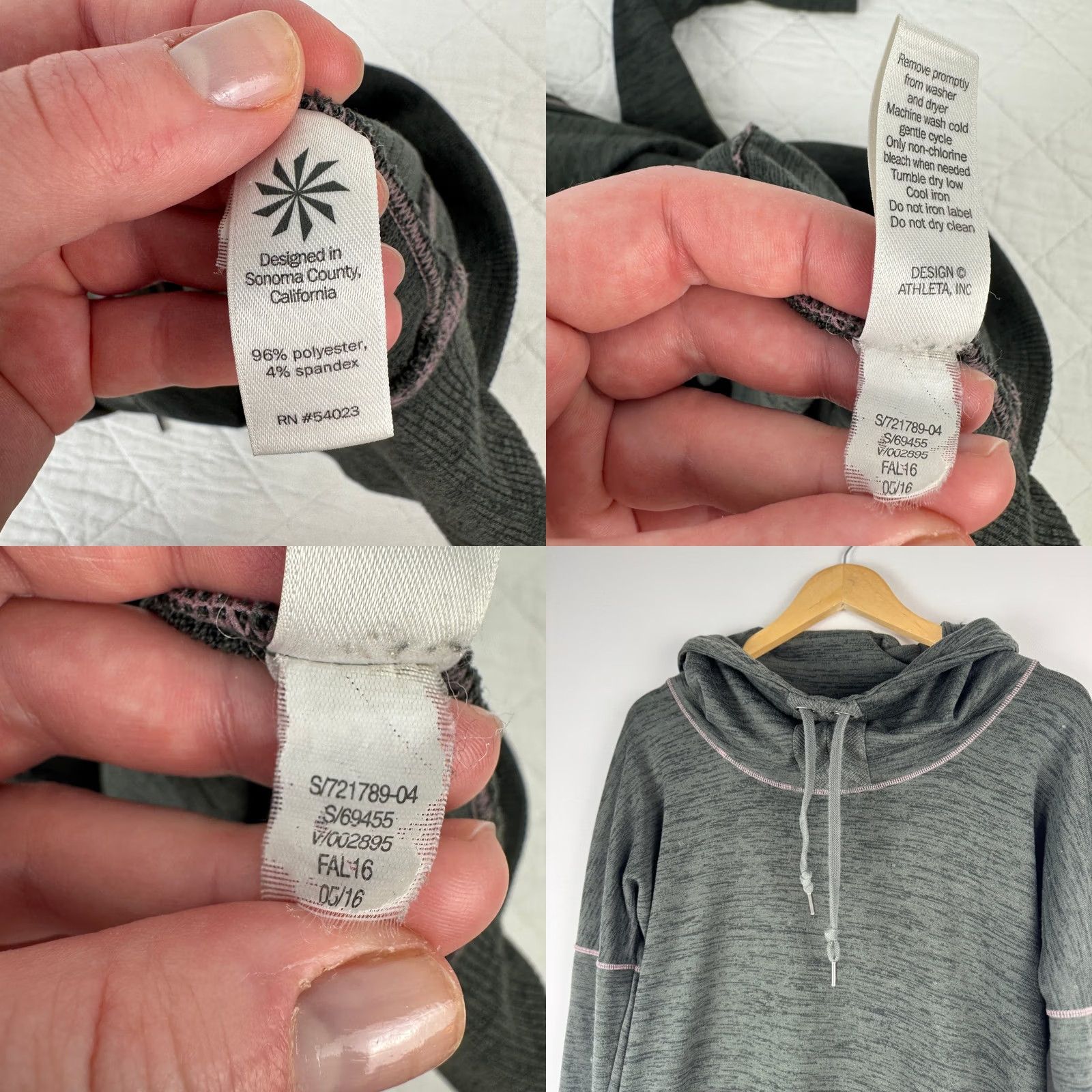 Athleta Athleta Women Dark Gray Heather Cowl Neck Pullover Hoodie Zipper Pocket M Size M / US 6-8 / IT 42-44 - 8 Thumbnail