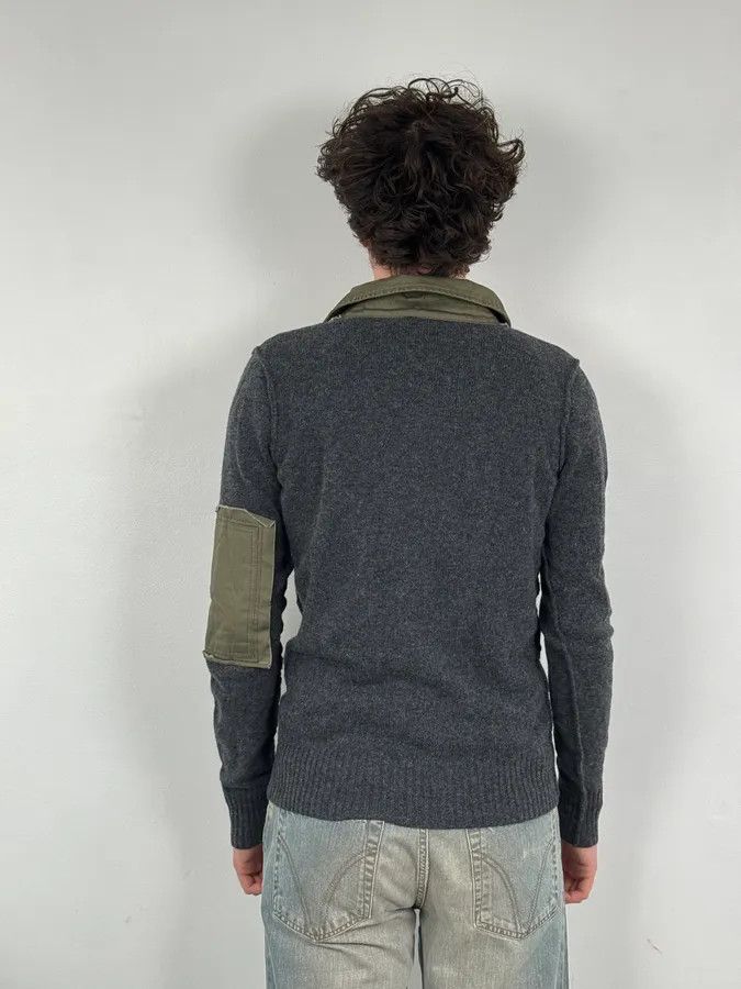 Diesel 2000s Diesel Khaki Patchwork Grey Wool Polo Sweater Size US M / EU 48-50 / 2 - 3 Thumbnail