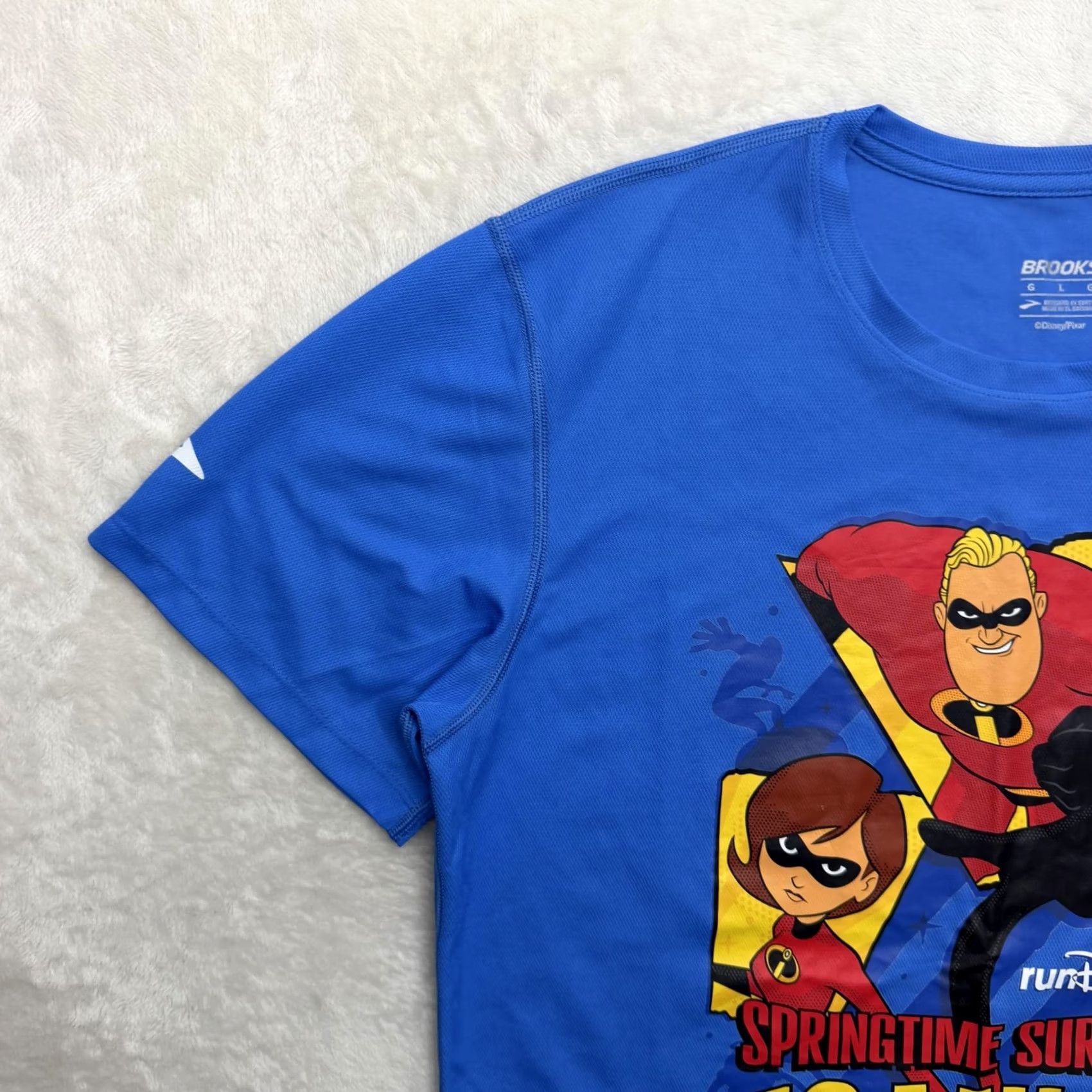 Brooks RunDisney Incredibles Brooks Shirt Mens Large Blue T-Shirt Short Sleeve Moisture Wicking Quick Dry Logo Graphic Print Size US L / EU 52-54 / 3 - 7 Thumbnail