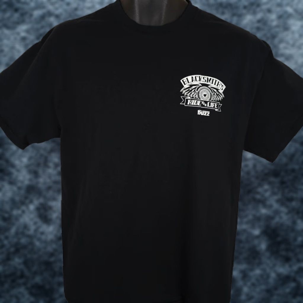 Gildan VINTAGE Blacksmiths Ride For Life T Shirt Mens Size Large Black Organ Donation Biker Size US L / EU 52-54 / 3 - 1 Thumbnail