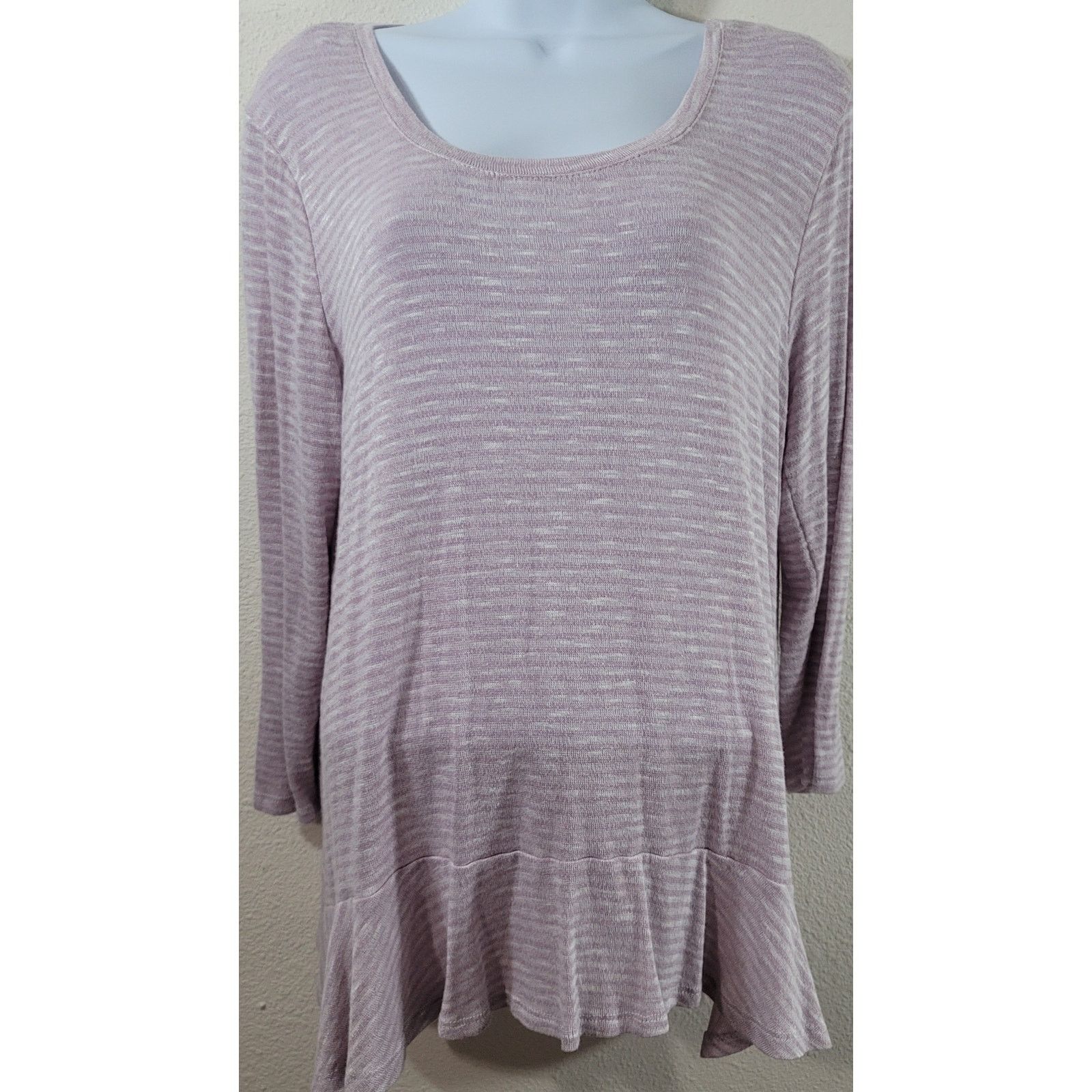 Other Absolutely Famous Lilac White Striped Slub Knit Top XL Soft Size XL / US 12-14 / IT 48-50 - 1 Thumbnail