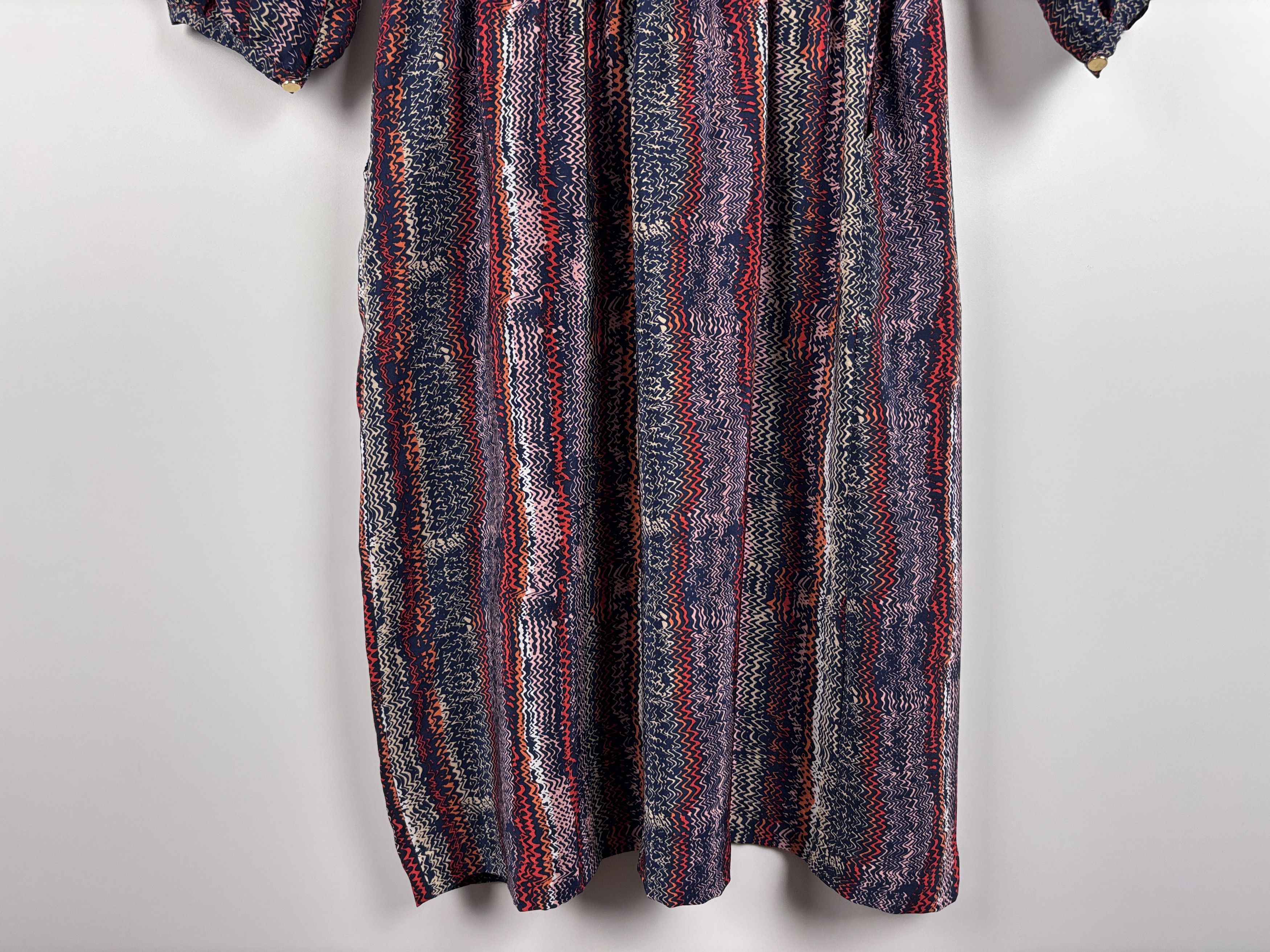 Sandro Sandro Silk Zigzag Pattern Long Sleeve Dress Elastic Waist 1 Size S / US 4 / IT 40 - 7 Thumbnail