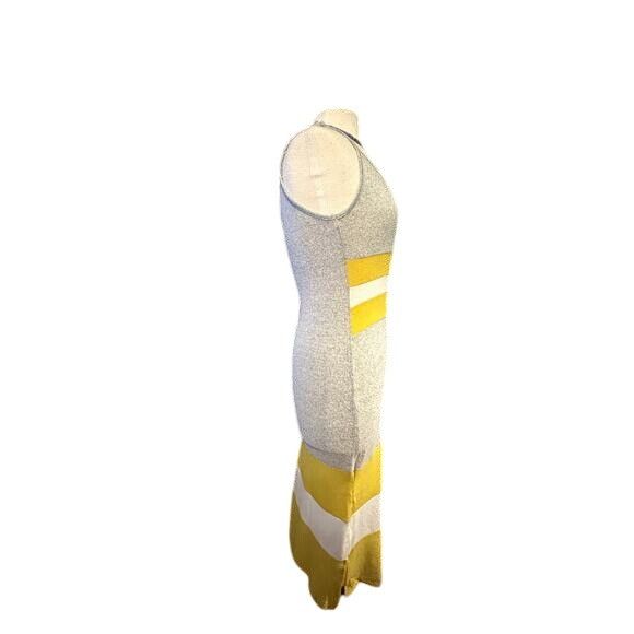 Anthropologie Anthropologie Sleeveless Midi Dress In Gray & Yellow Stripe Size S / US 4 / IT 40 - 3 Thumbnail