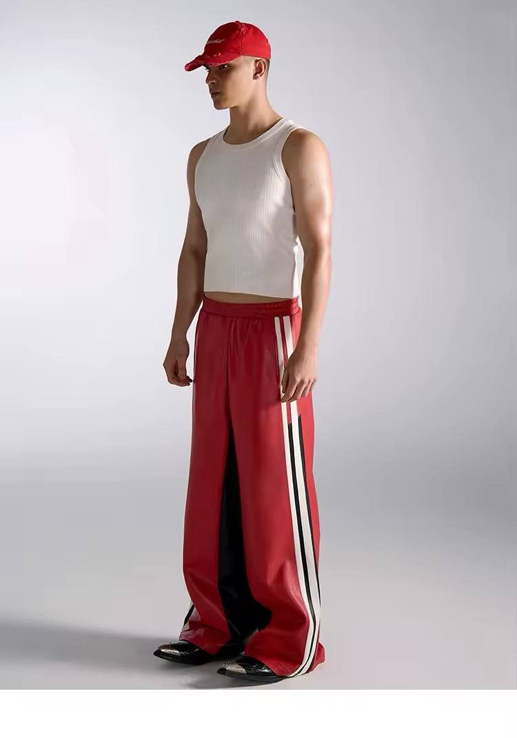 Japanese Brand × Vintage leather wide pants with an elastic waist. Size US 36 / EU 52 - 6 Thumbnail