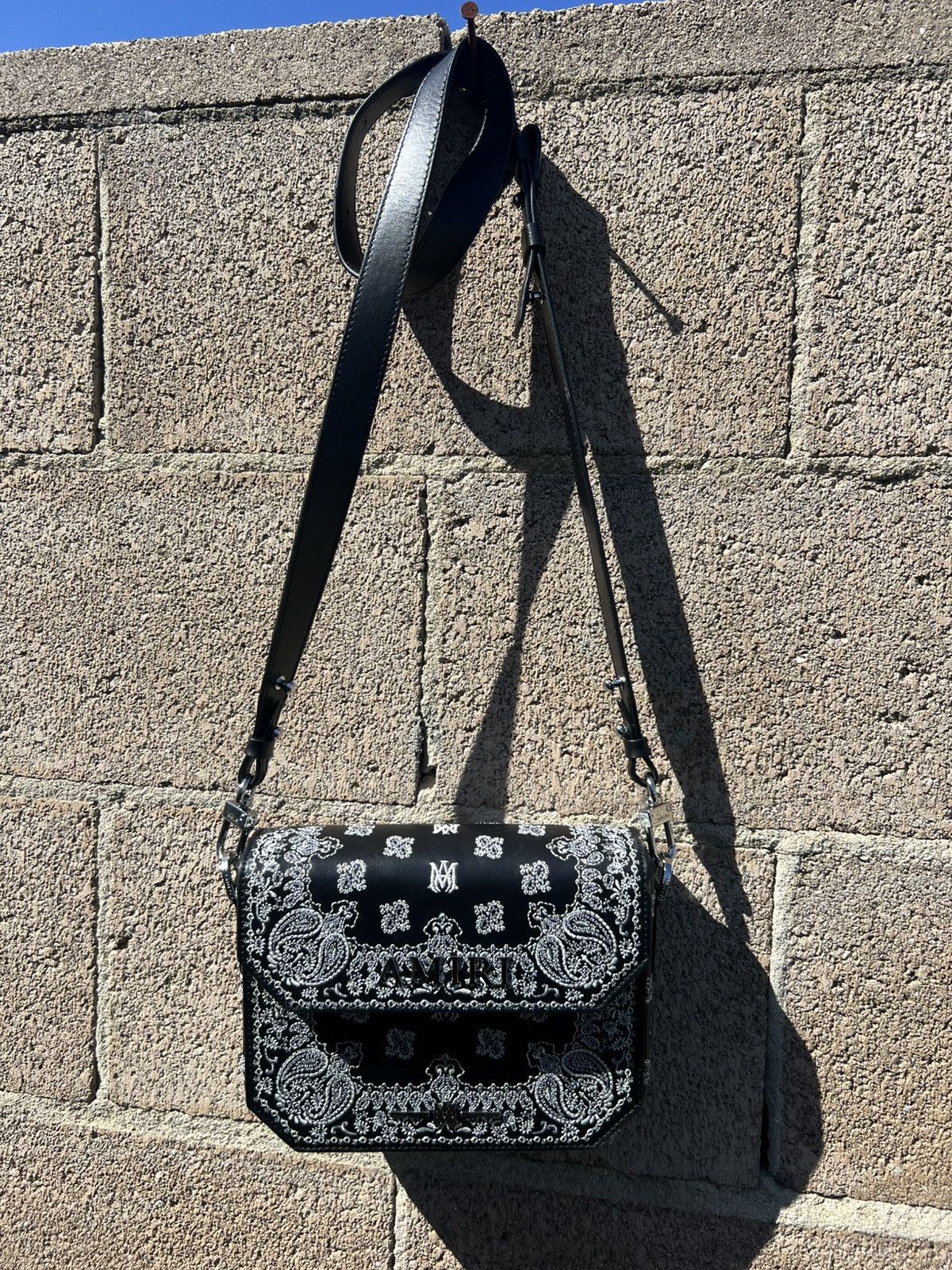 Bandana Print Leather Bandana Crossbody Bag Amiri Amiri Monogram