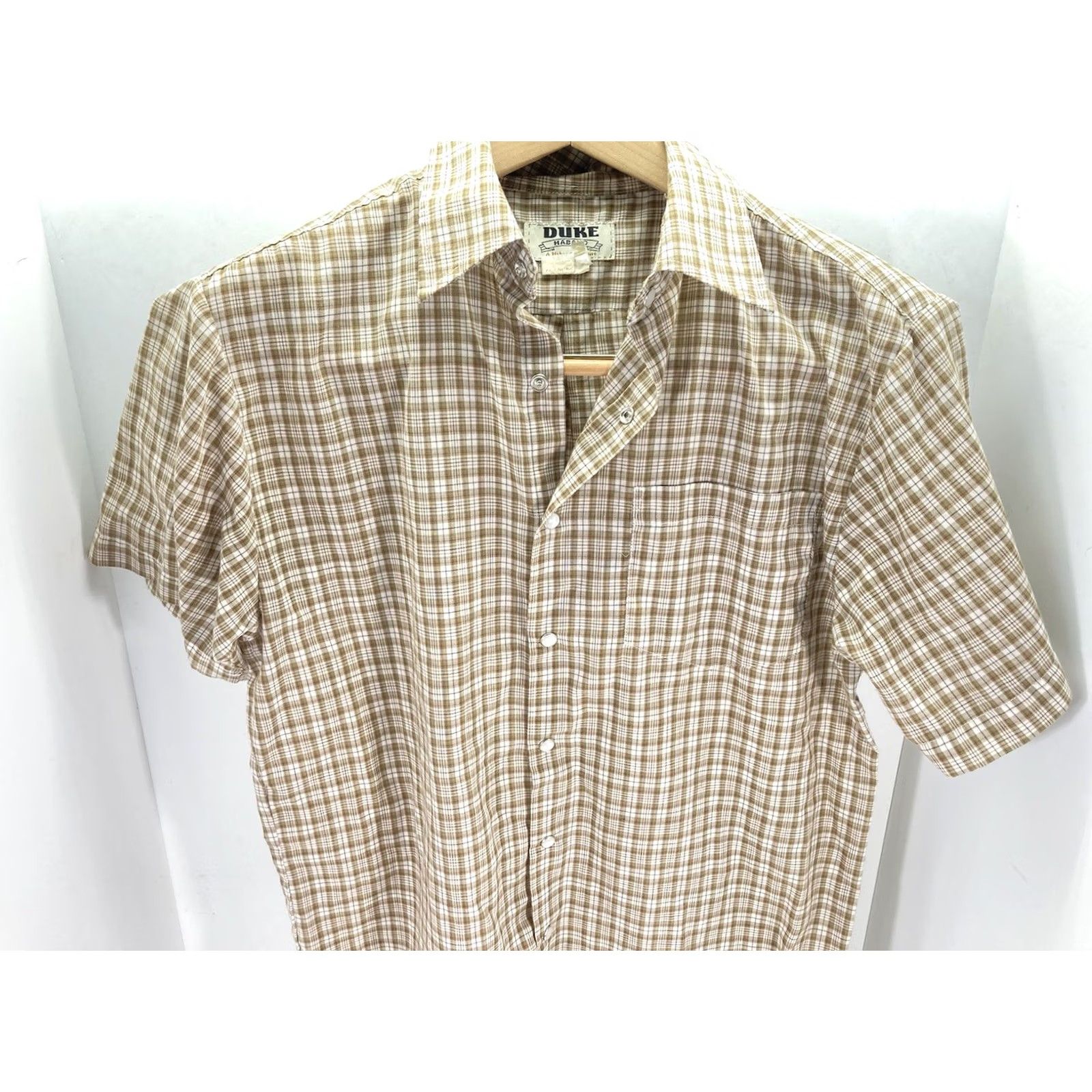 Haband Haband Duke Pearl Snap Shirt Men Size M Beige Check Short Sleeve Western Shirt Size US M / EU 48-50 / 2 - 2 Thumbnail