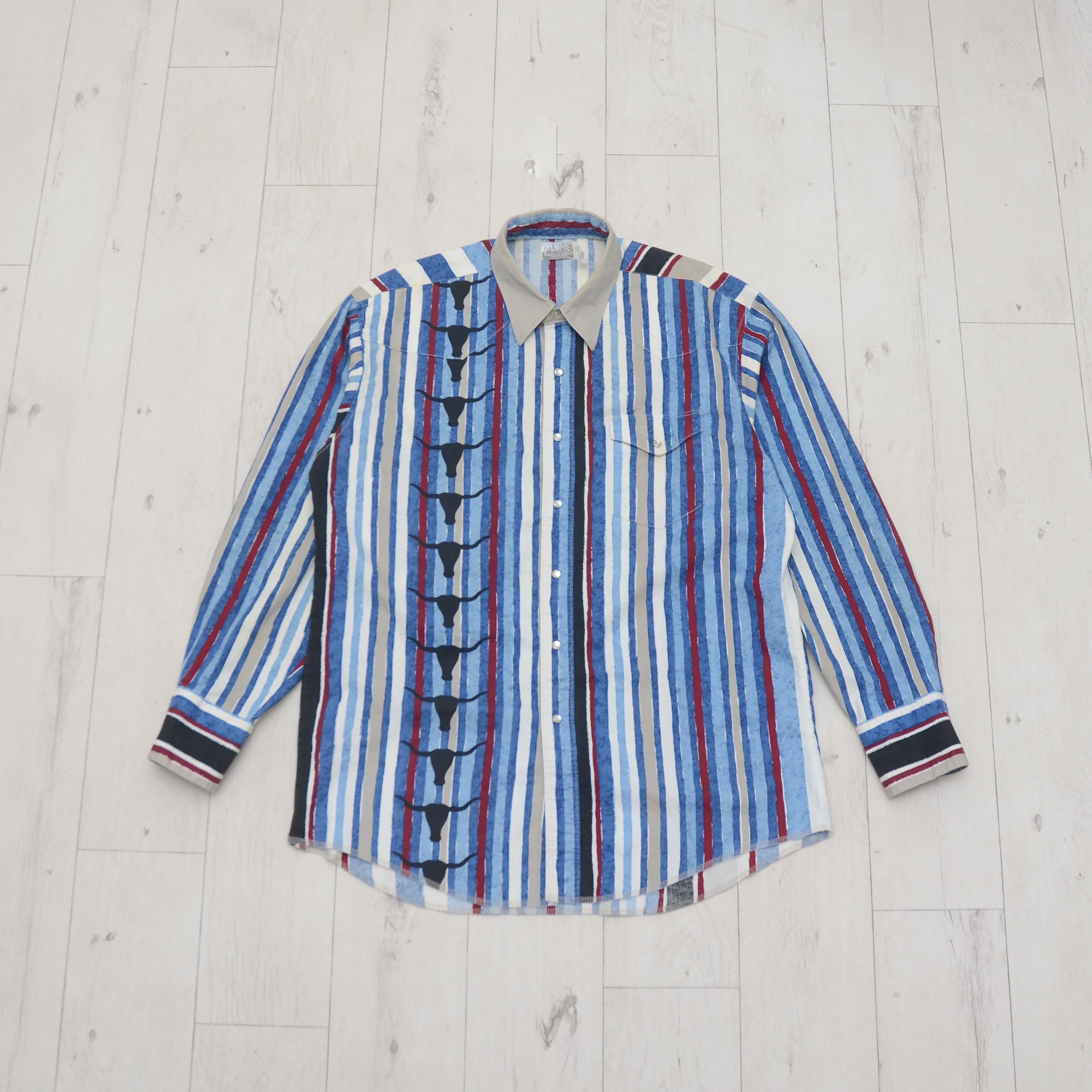 Vintage Vintage Express Rider Western Striped Shirt USA Cowboy Style Size US L / EU 52-54 / 3 - 1 Thumbnail