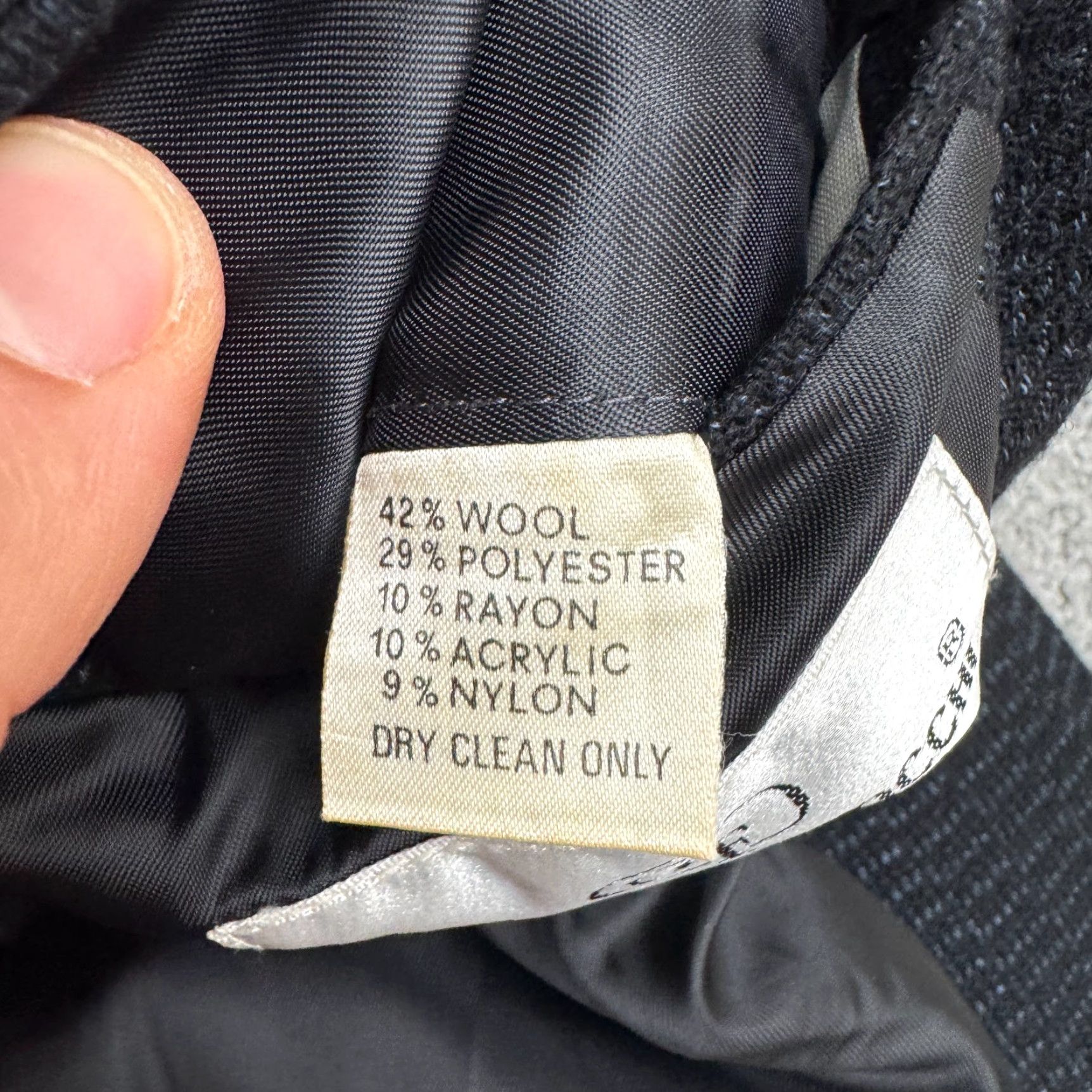 Vintage Giorgio Finocchi Wool Blend Blazer Mens 46 Check Pattern Single-Breasted Formal Suit Jacket Dark Blue Tailored Size 46R - 6 Thumbnail