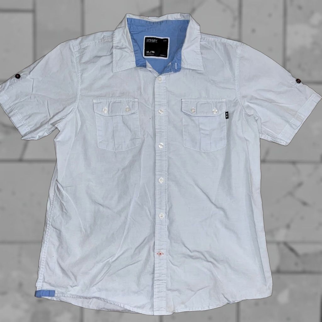 Oakley Oakley Striped Blue Button-Up Shirt Mens XL Short Sleeve Size US XL / EU 56 / 4 - 1 Thumbnail