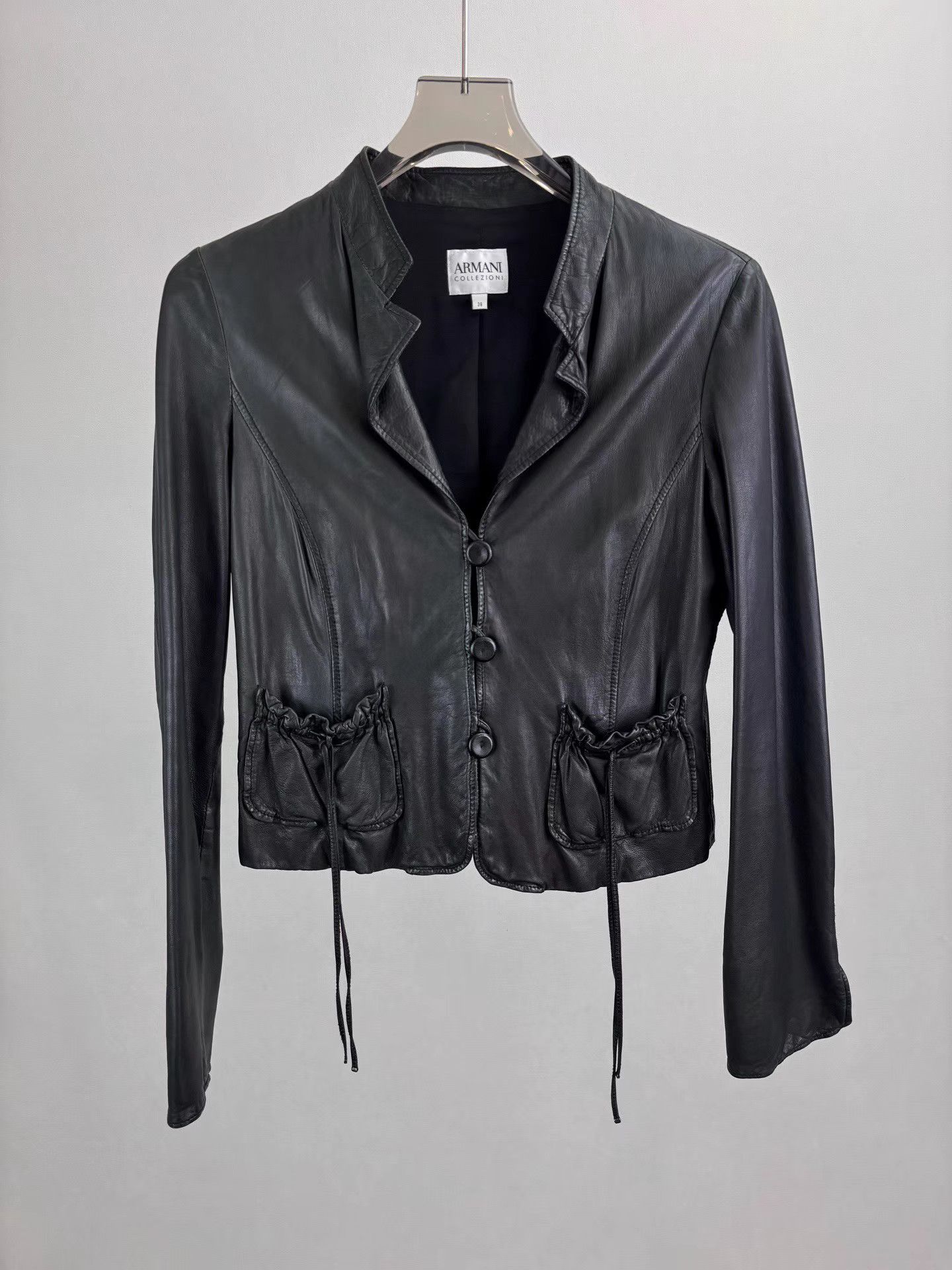 Armani ARMANI Black Leather Jacket K1 Size XS / US 0-2 / IT 36-38 - 1 Thumbnail