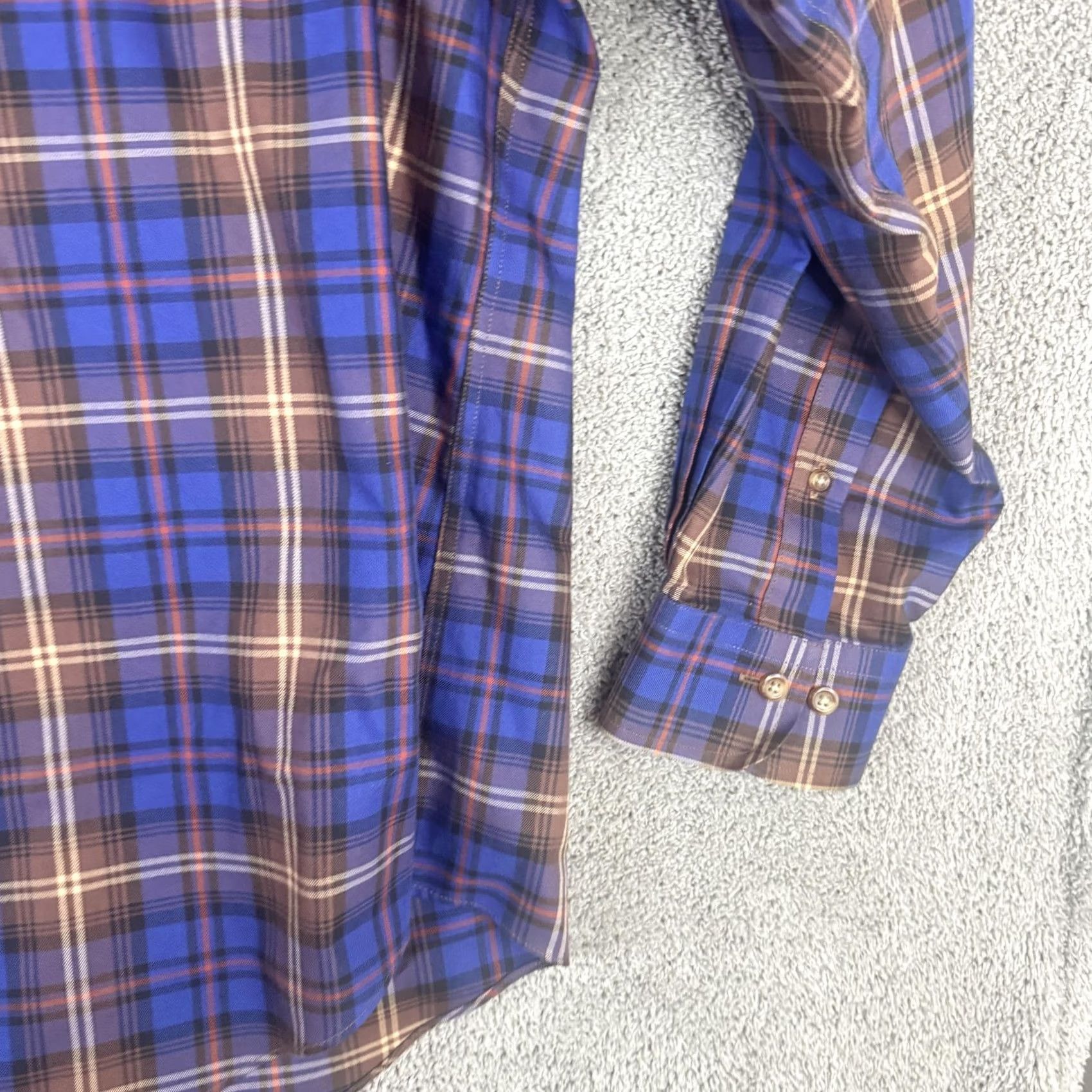 Brooks Brothers Brooks Brothers Shirt Mens XL Blue Plaid Non Iron Slim Fit Cotton Button Front Dress Shirt Size US XL / EU 56 / 4 - 3 Thumbnail