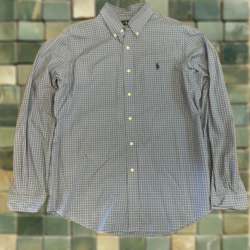 Ralph Lauren Ralph Lauren Dress Shirt Men Large Blue Checkered Pony Button-Down Collar Size 42R - 1 Thumbnail