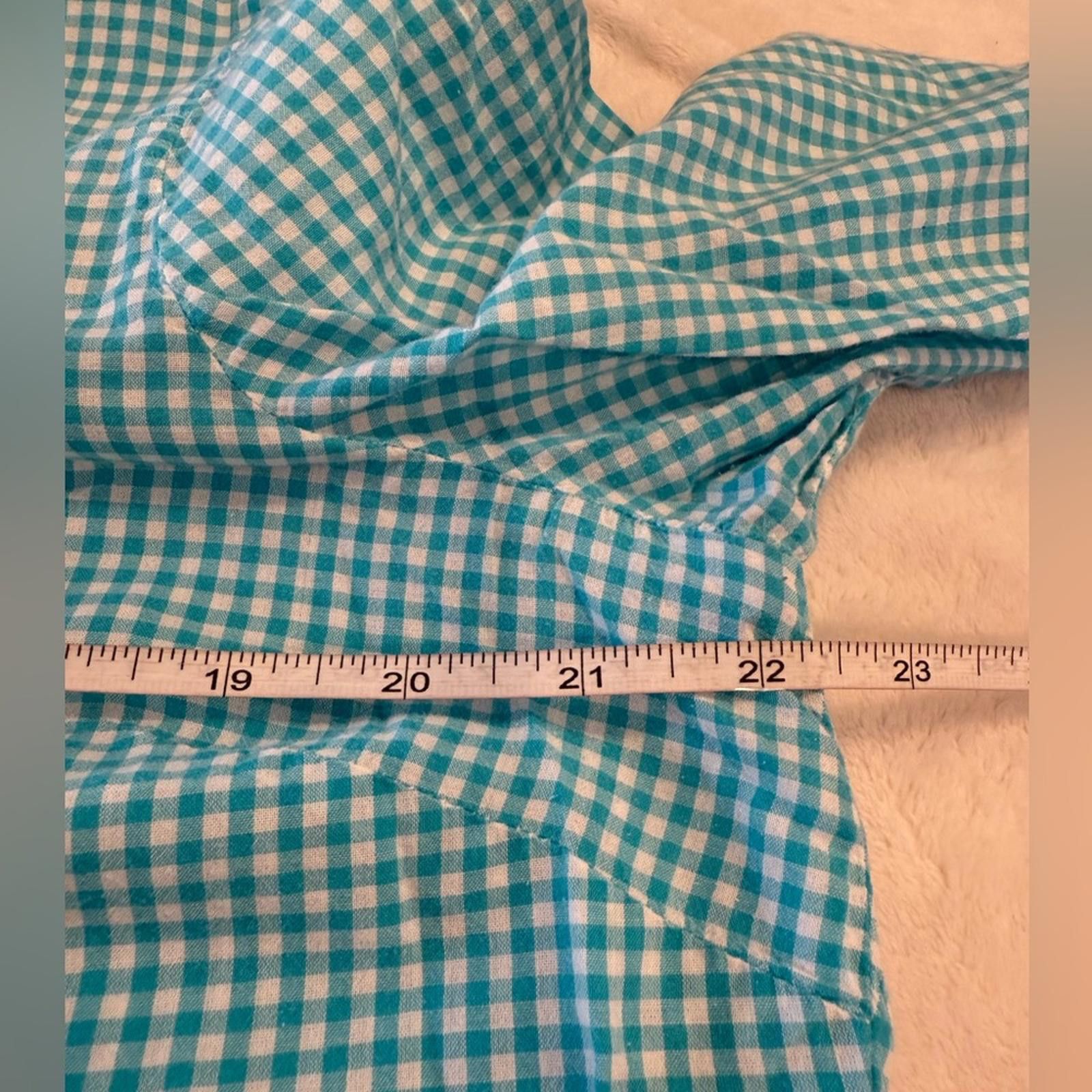 Erima Ericka teal white plaid ruffled button up long sleeve SZ LG Size L / US 10 / IT 46 - 11 Thumbnail