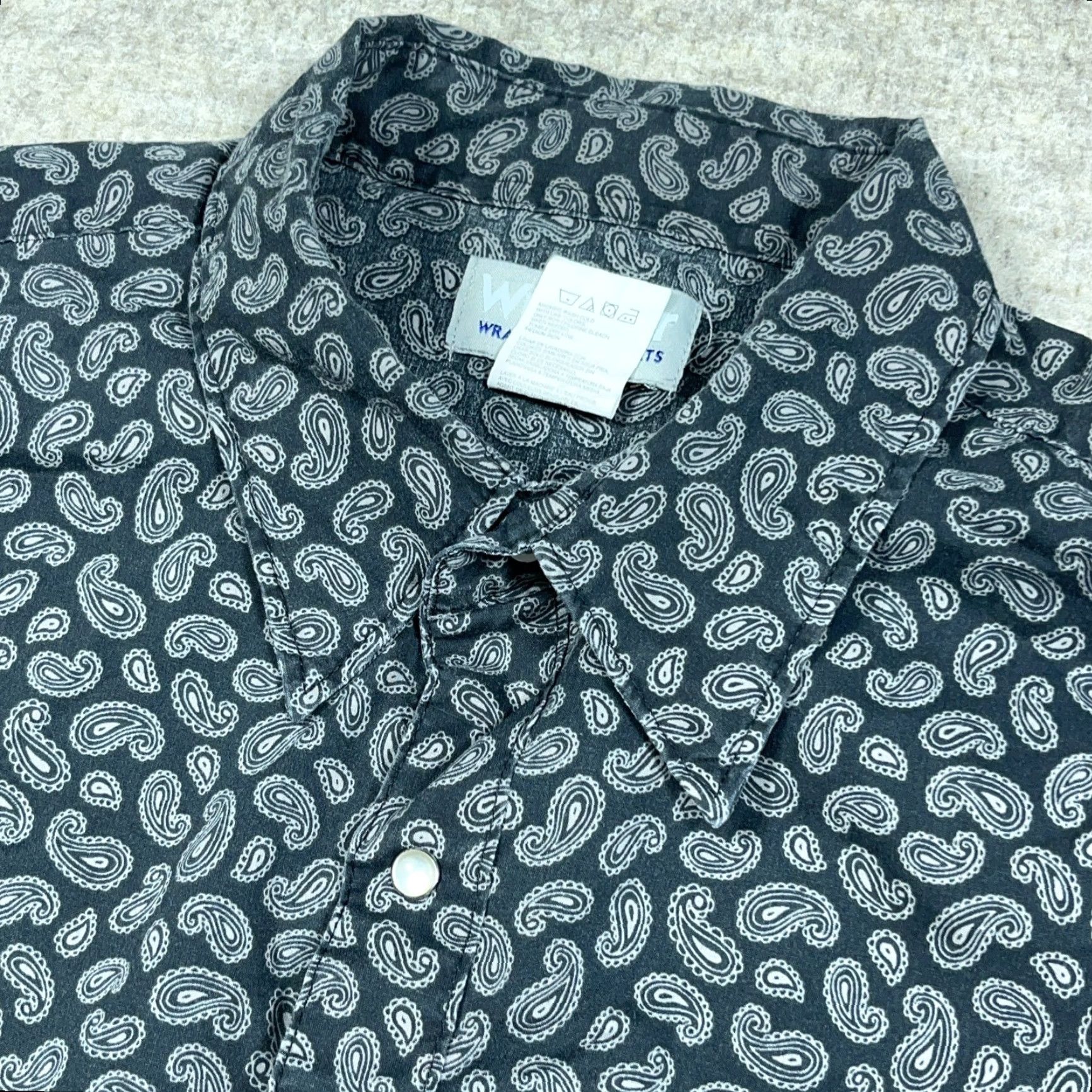 Wrangler Wrangler Western Shirt Men XL Gray Paisley Pearl Snap Button Up Cowboy Wrancher Mens Size US XL / EU 56 / 4 - 3 Thumbnail