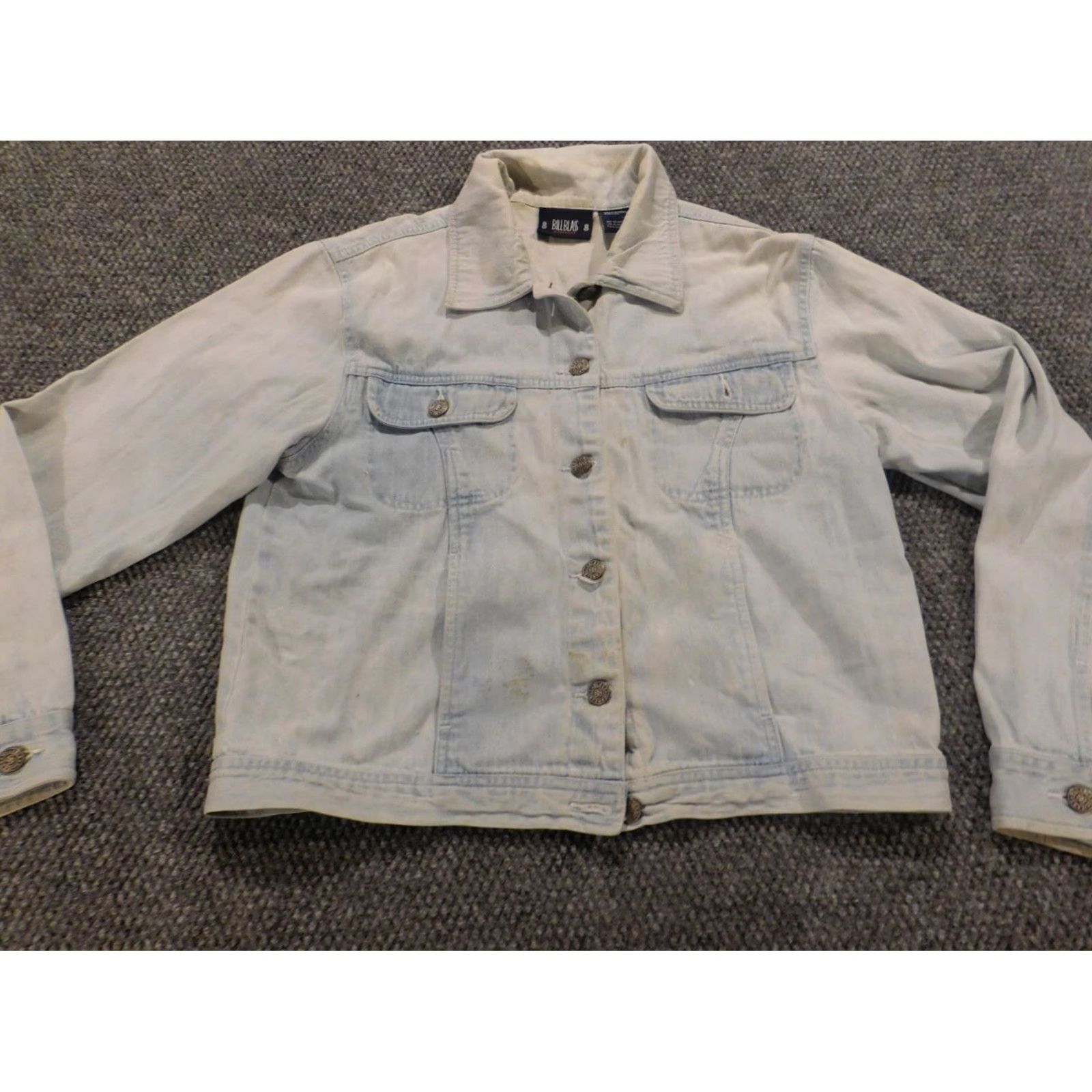 Bill Blass Bill Blass Womens Jacket Jacket M Blue Denim Button Long Sleeve Mid-Length Basic Jacket Regular XS? Size 32" / US 10 / IT 46 - 4 Thumbnail