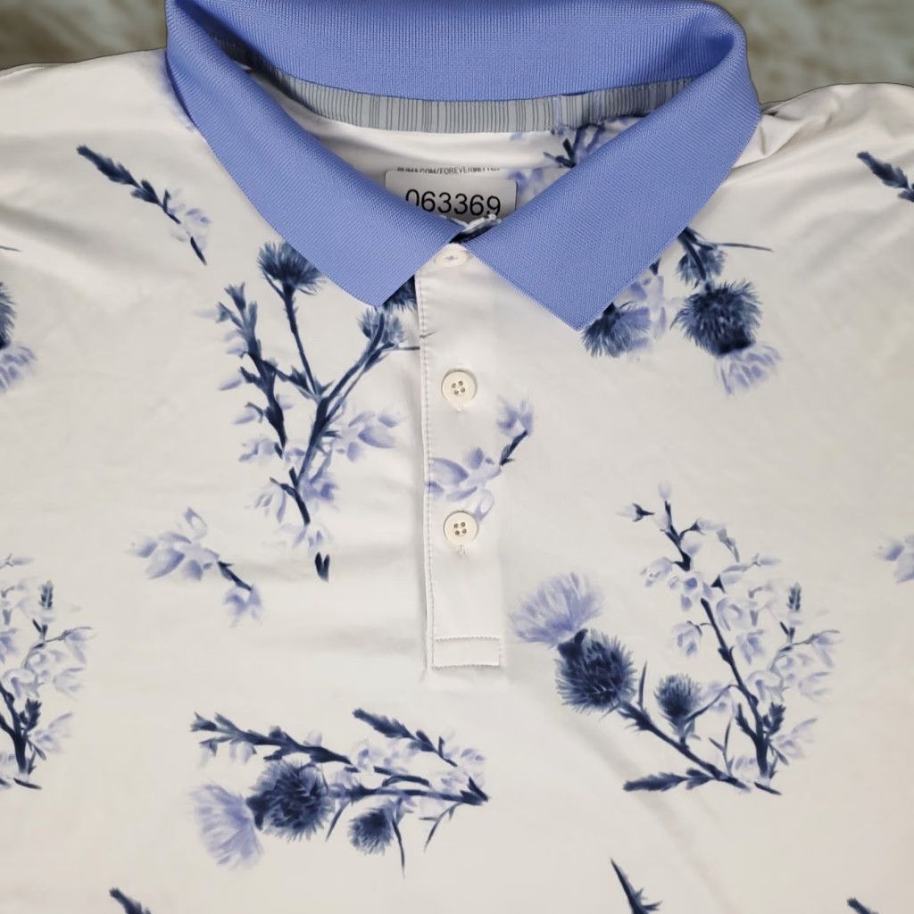 Puma Puma Polo Shirt Mens XL White Blue Floral Golf Casual Short Sleeve Polo Shirt Men XL White Blue Floral Size US XL / EU 56 / 4 - 1 Thumbnail