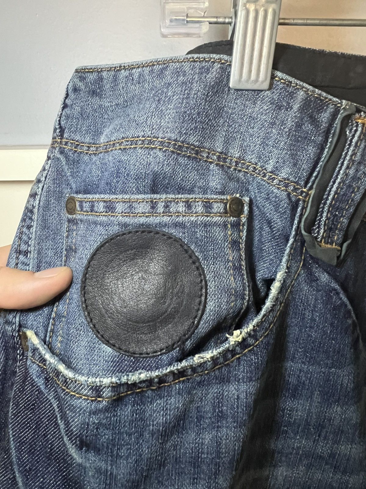 A&G Rock Vintage Dussault leather patchwork loose bootcut jeans Size US 38 / EU 54 - 7 Thumbnail
