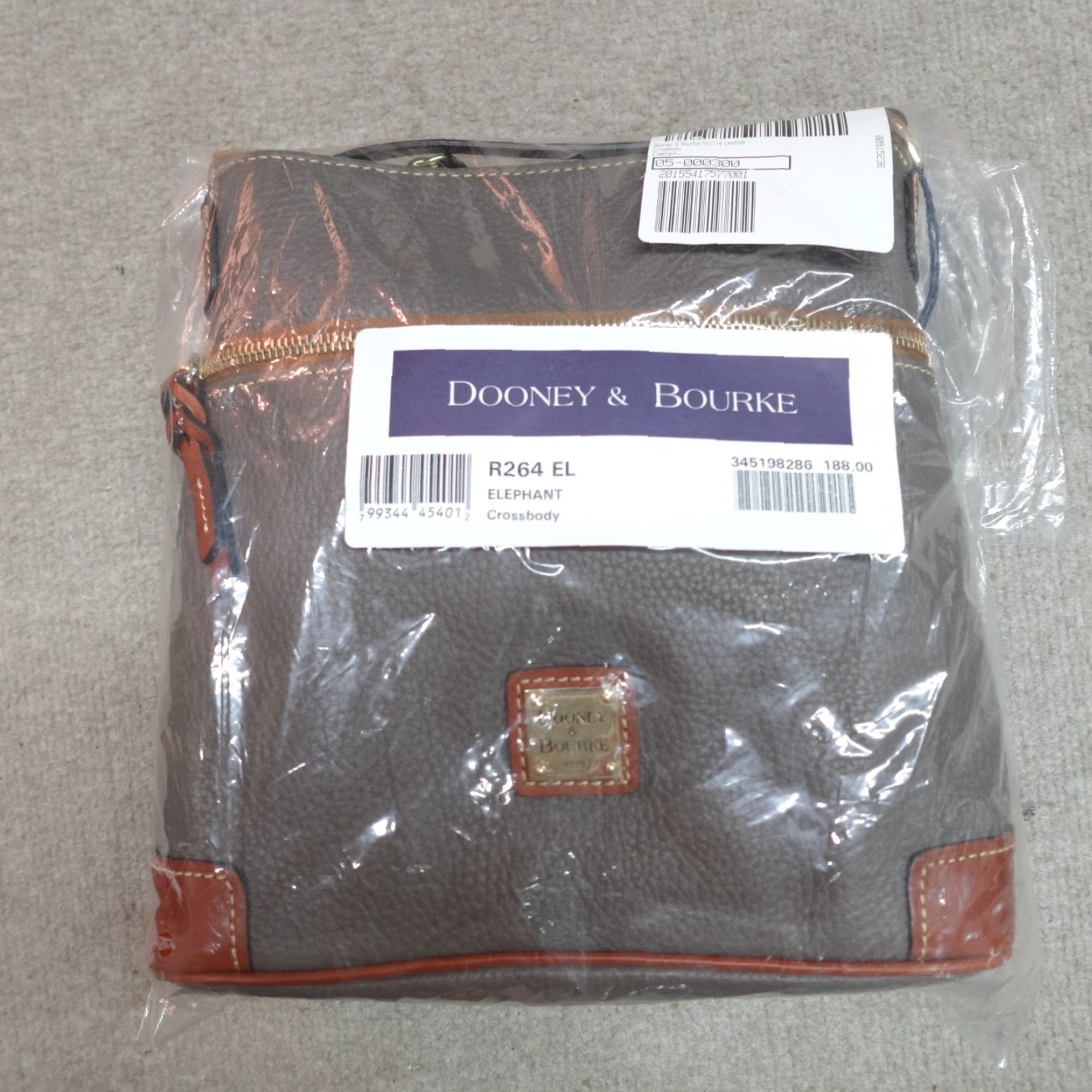 Dooney & Bourke Dooney & Bourke Womens Bag Crossbody Gray Pebble Leather NEW Medium - Elephant Pattern Rectangle Zip Bag Ladies Size ONE SIZE - 2 Thumbnail