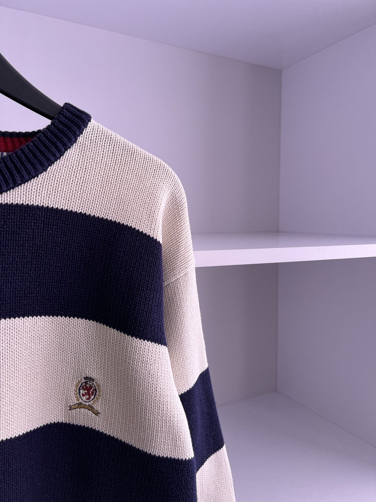 Tommy Hilfiger × Vintage Vintage Tommy Hilfiger Heavy Knitted Striped Sweater Size US L / EU 52-54 / 3 - 5 Thumbnail
