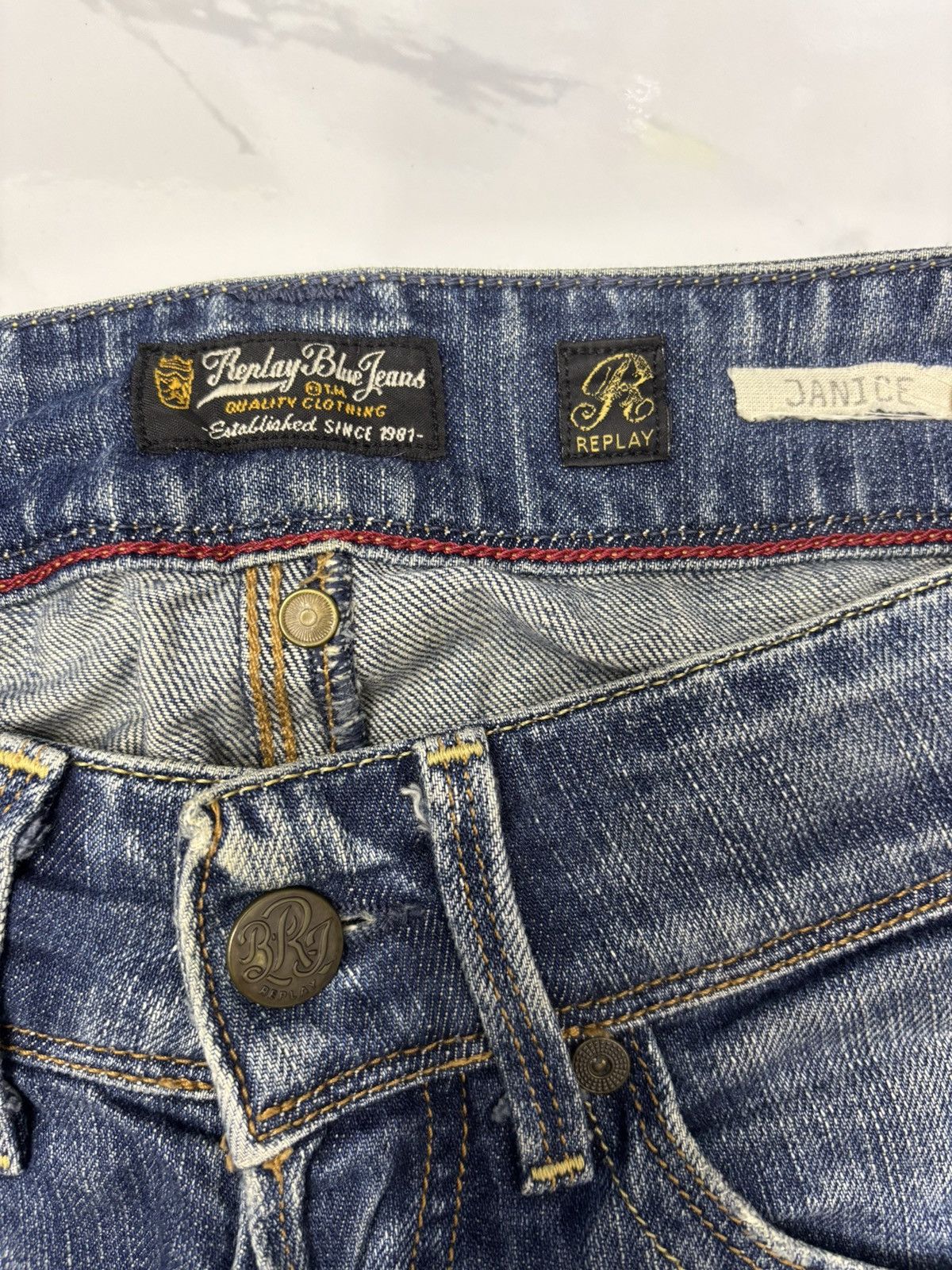 If Six Was Nine Replay R81 Wide Leg Flare Jeans Distressed Denim Size US 30 / EU 46 - 9 Thumbnail