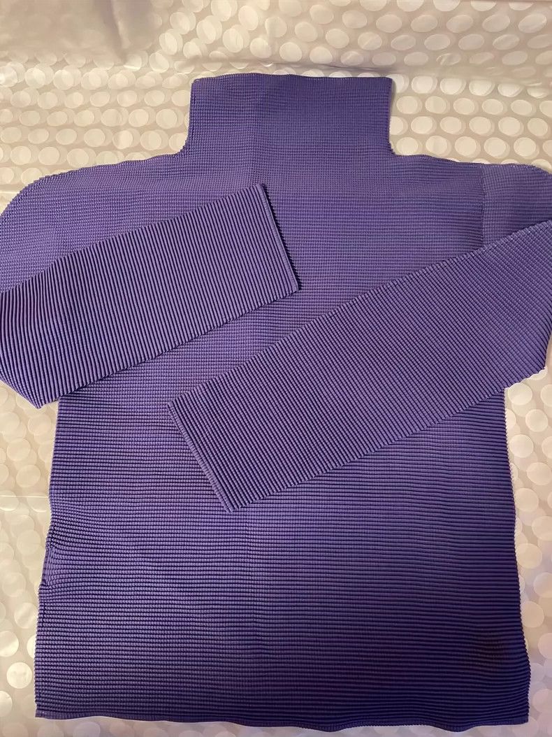 Issey Miyake Issey Miyake Blueberry-colored pleated long-sleeved shirt Size M / US 6-8 / IT 42-44 - 3 Thumbnail