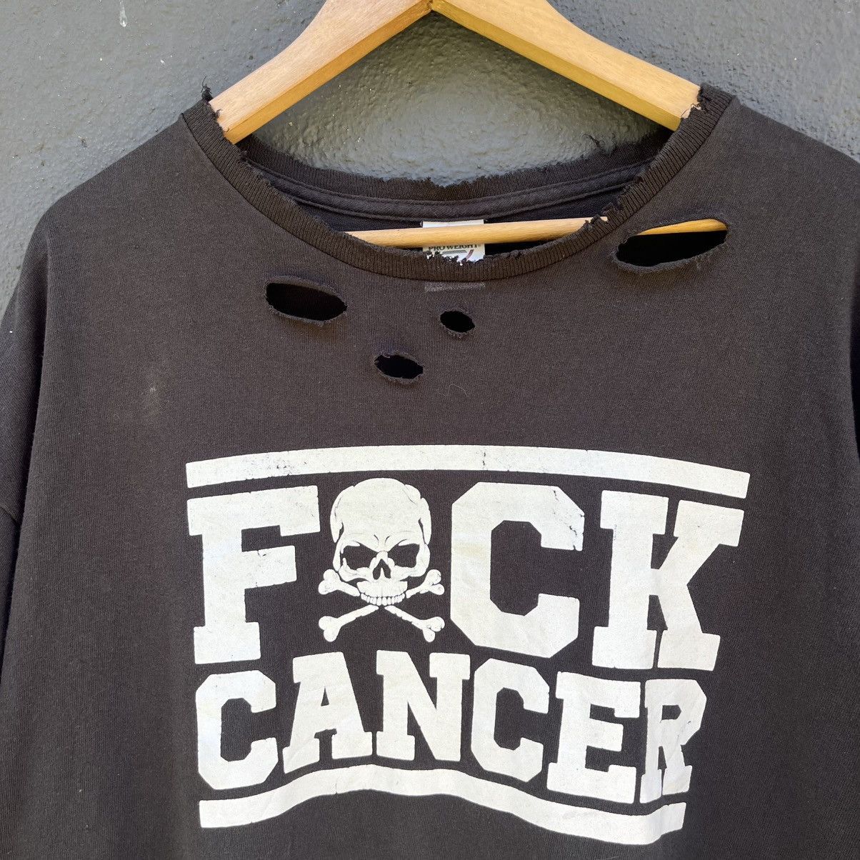 Vintage Thrashed Fuck Cancer Faded Distressed Shirt ERD Grunge WWC Size US XXL / EU 58 / 5 - 2 Thumbnail