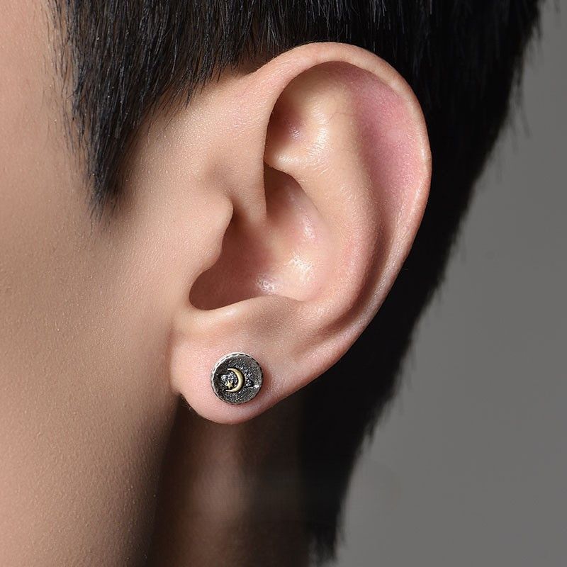 Jewelry Star Moon Vibe Earrings One Pairs Chrome Jewelry Size ONE SIZE - 1 Thumbnail
