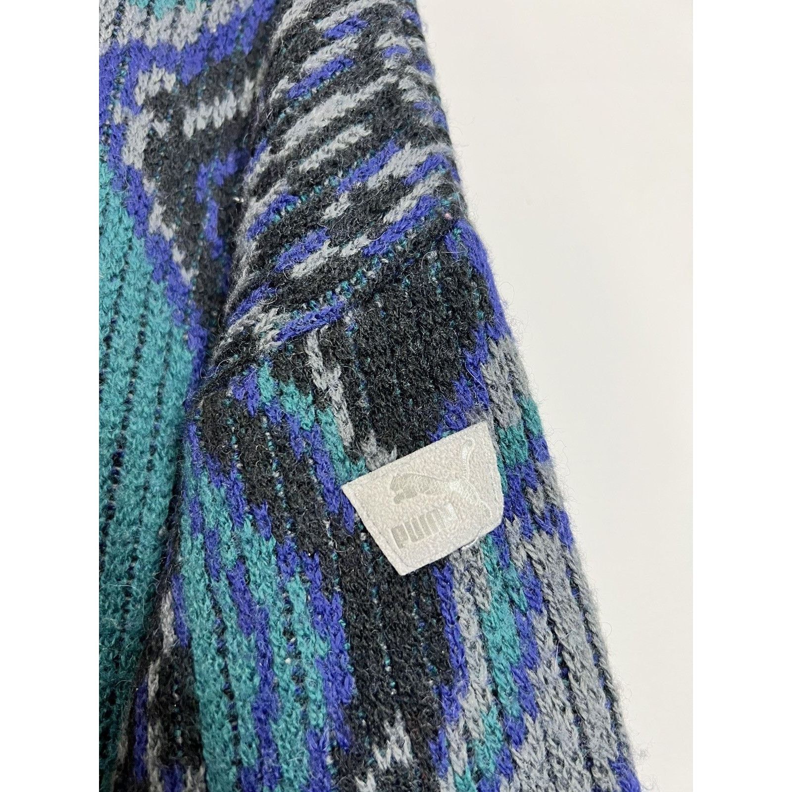 Puma × Vintage Rare Vintage 90s Adidas Puma Print Wool Knit Sweatshirt OG Size US L / EU 52-54 / 3 - 5 Thumbnail