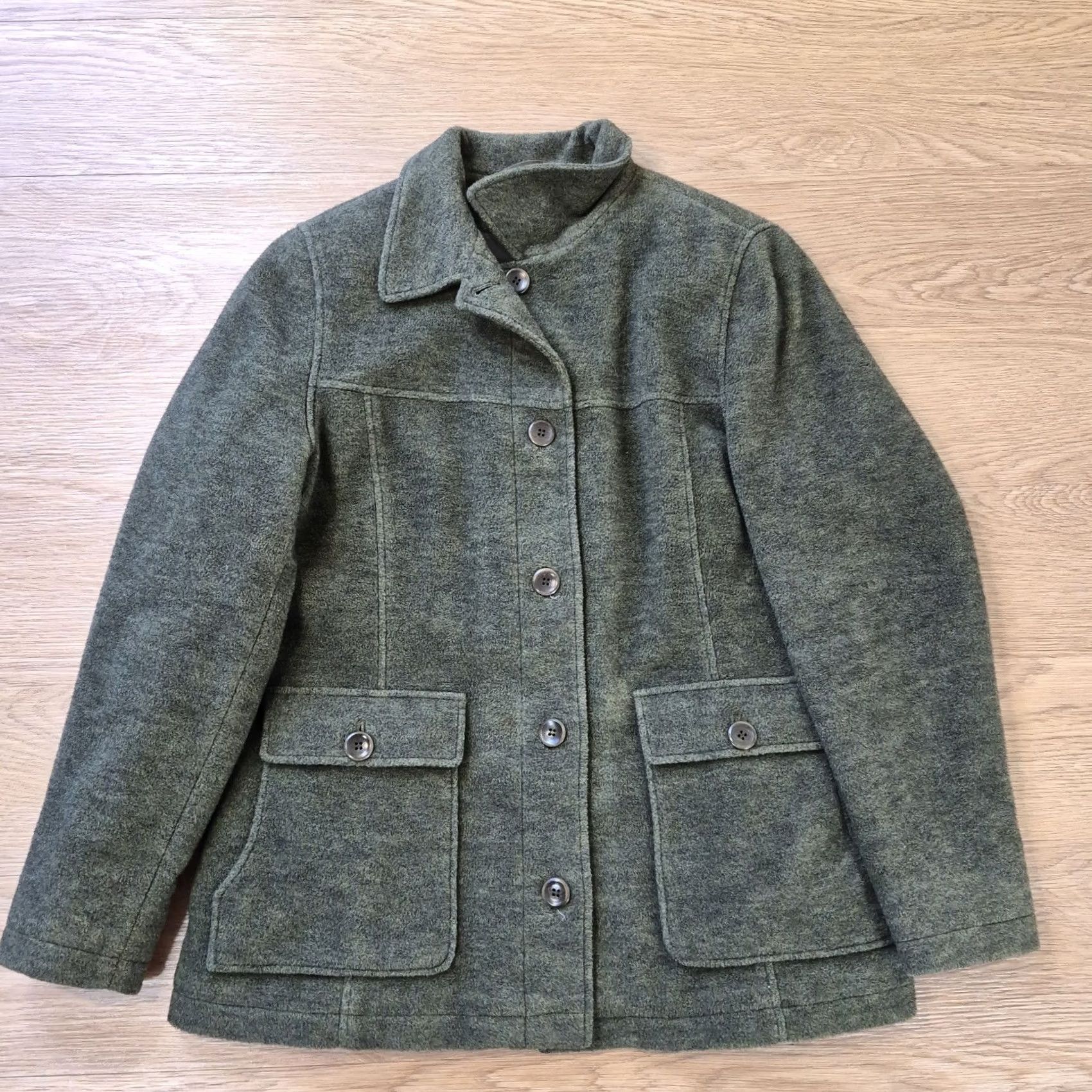 Vintage VINTAGE? No. LL Bean Green Wool Blend Coat Jacket Womens M Pockets Chore Barn Shacket Blazer Size M / US 6-8 / IT 42-44 - 7 Thumbnail