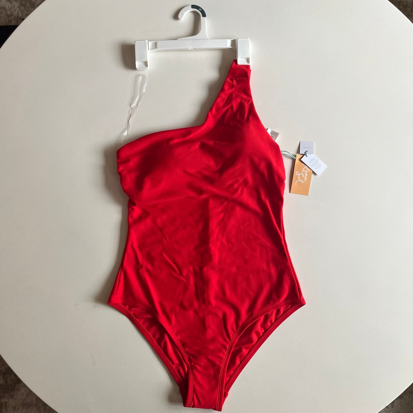 Unknown London KONA SOL NWT One Piece Swimsuit, Medium, Red One Shoulder Size ONE SIZE - 4 Thumbnail