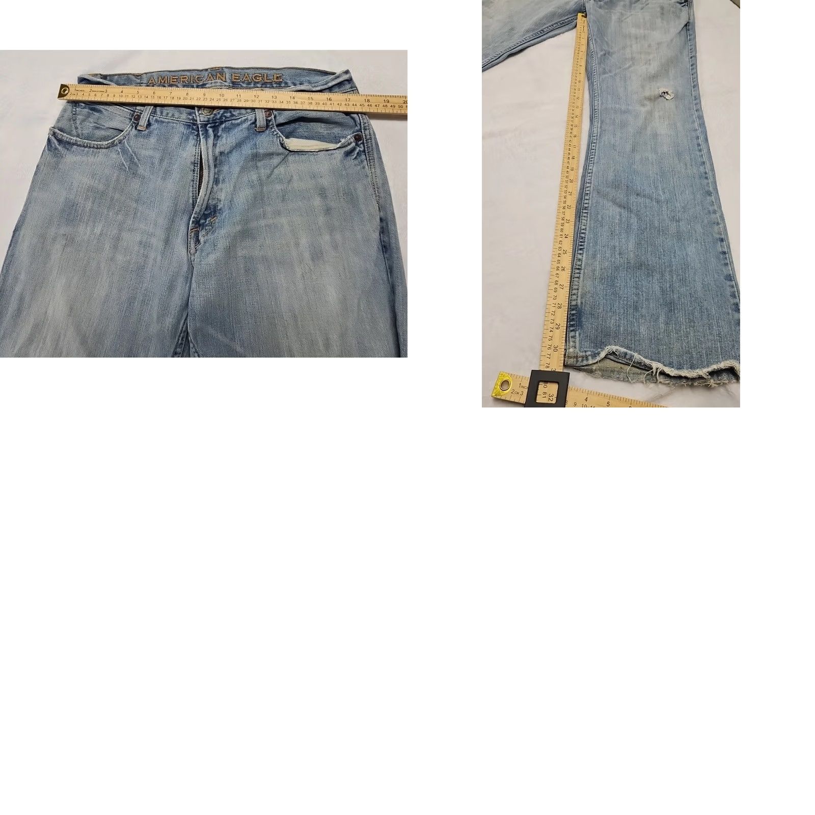 American Eagle Outfitters American Eagle Jeans Men Light Wash Distressed Mid Rise Raw Hem Denim 34x30 Straight Cle Size US 34 / EU 50 - 8 Thumbnail
